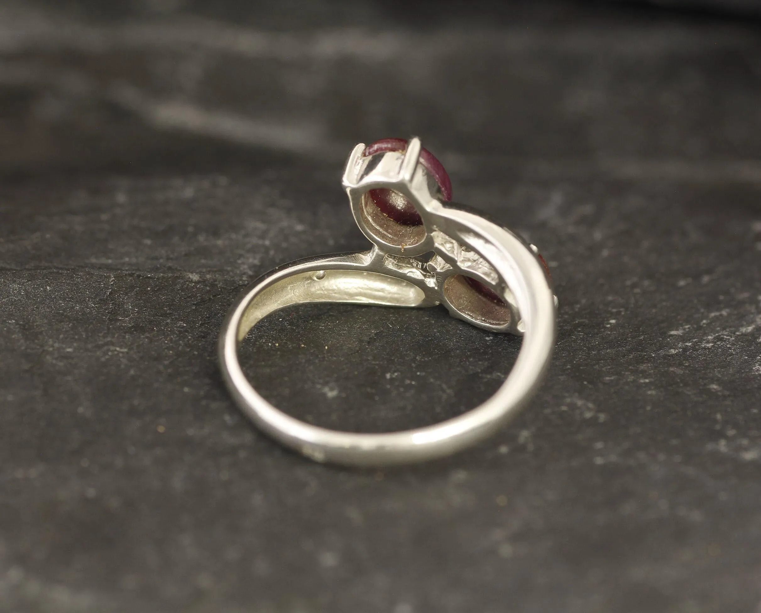 Two Stone Ruby Ring - July Birthstone Ring - Red Vintage Ring