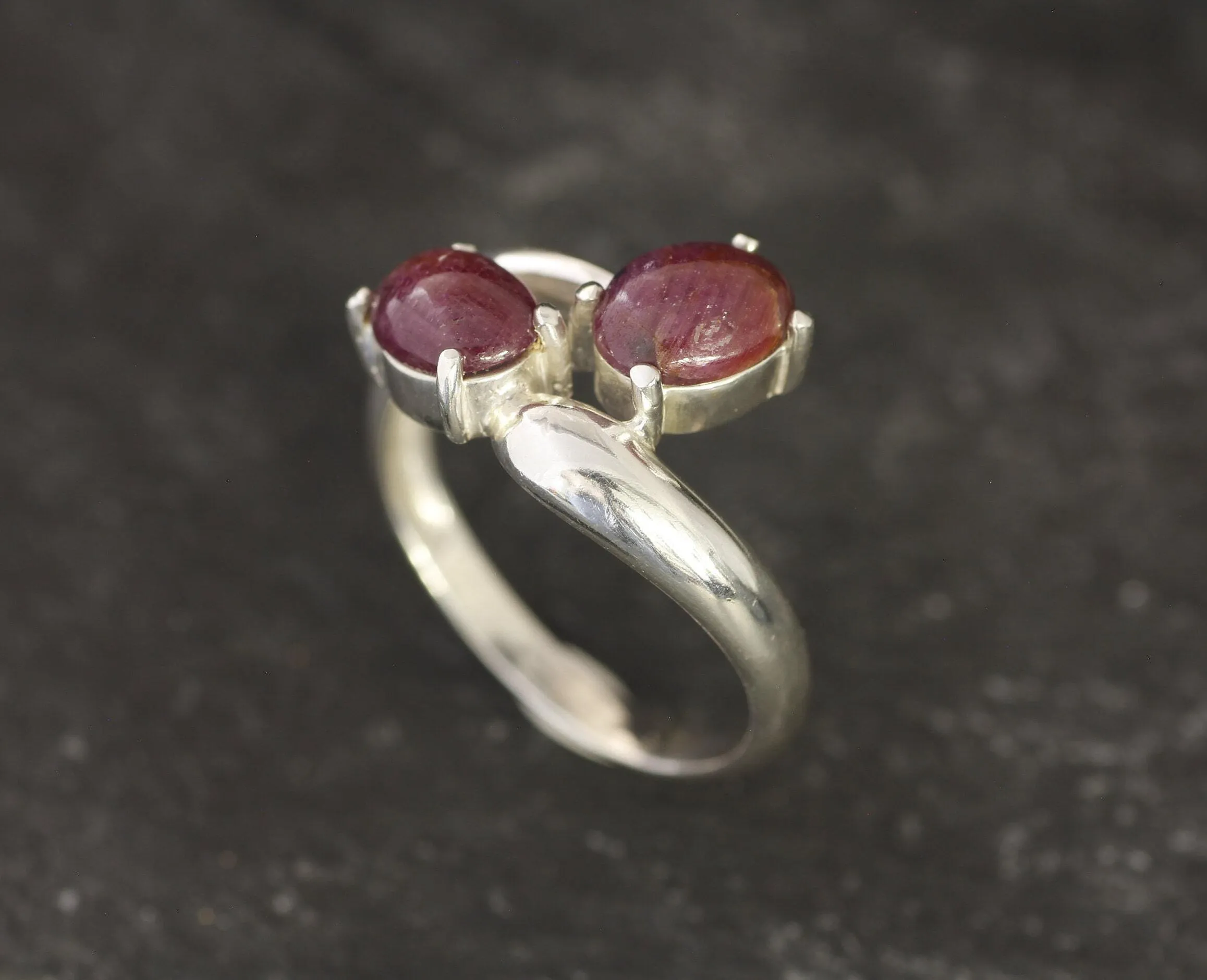 Two Stone Ruby Ring - July Birthstone Ring - Red Vintage Ring