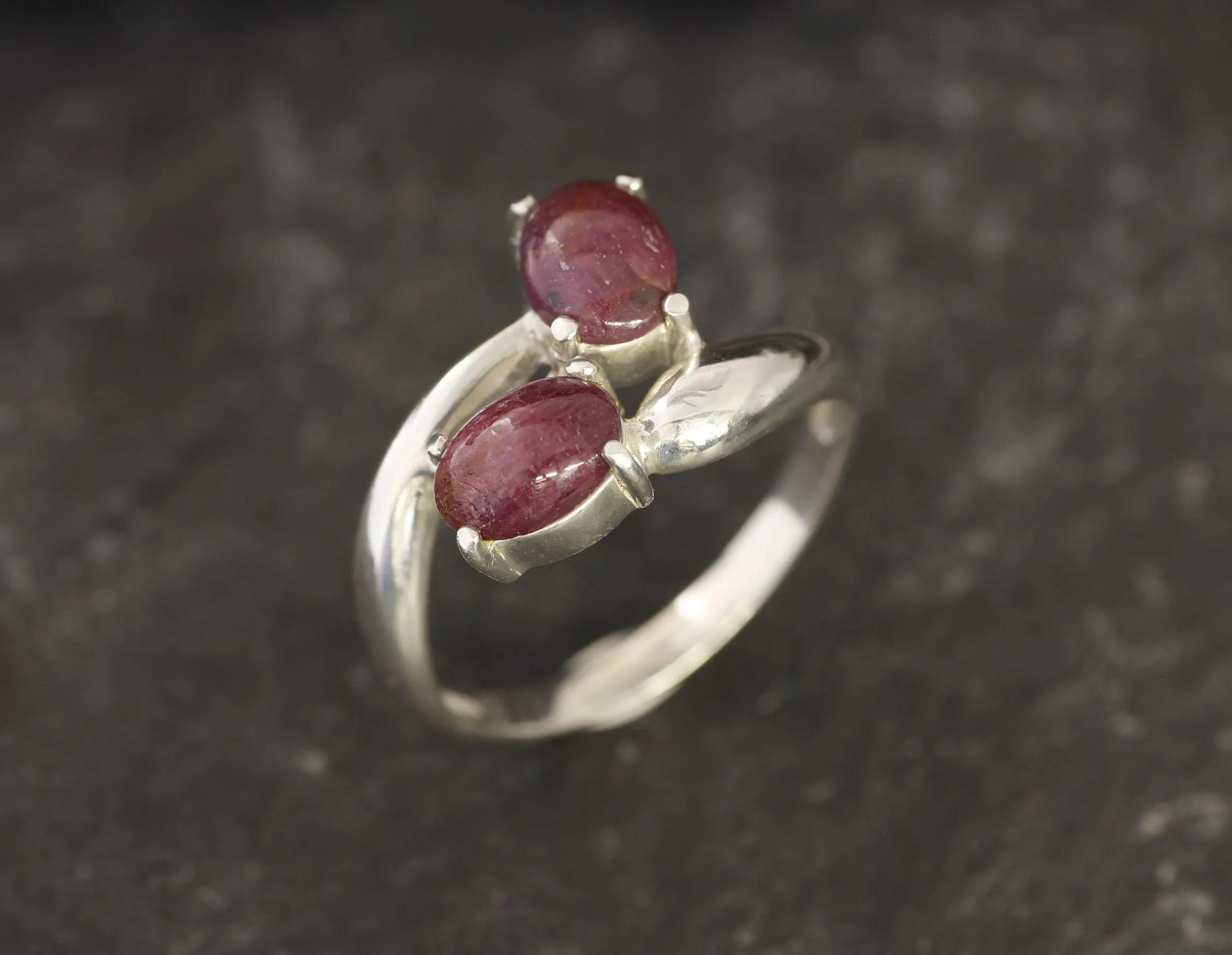Two Stone Ruby Ring - July Birthstone Ring - Red Vintage Ring