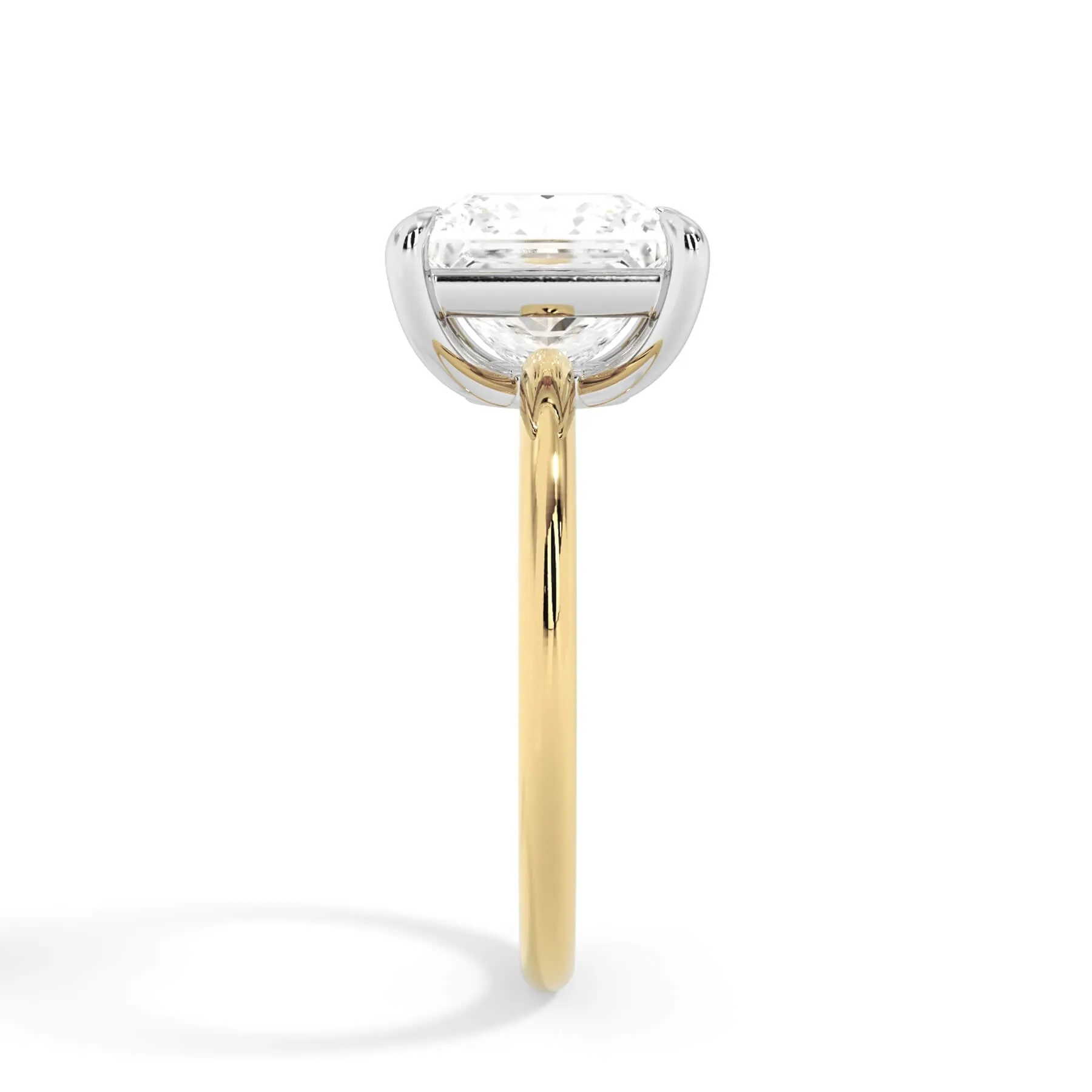 Two-Tone Basket Style Solitaire Engagement Ring - White Gold Head