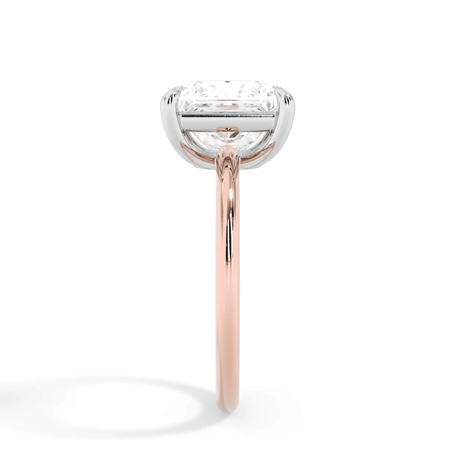 Two-Tone Basket Style Solitaire Engagement Ring - White Gold Head