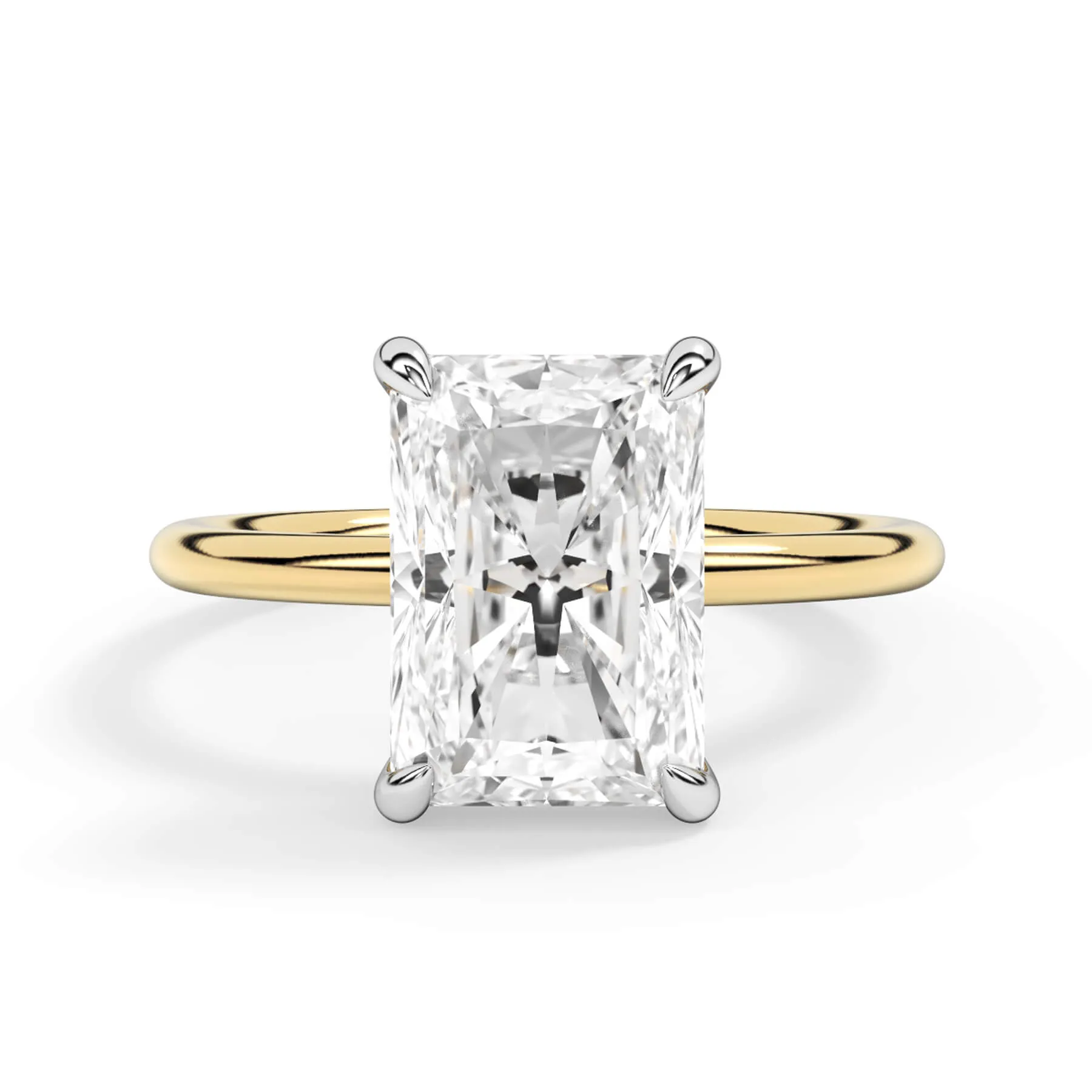Two-Tone Basket Style Solitaire Engagement Ring - White Gold Head