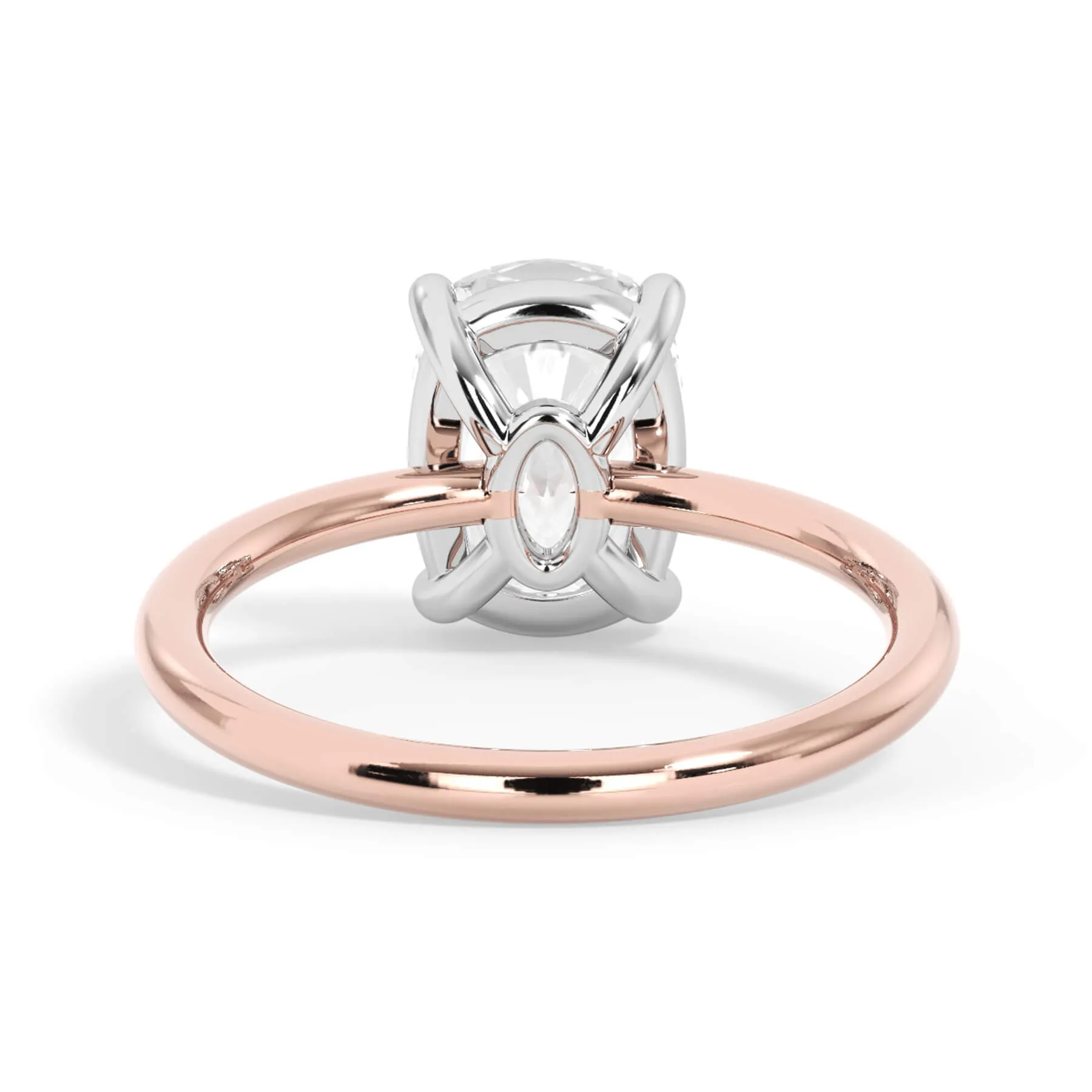 Two-Tone Basket Style Solitaire Engagement Ring - White Gold Head