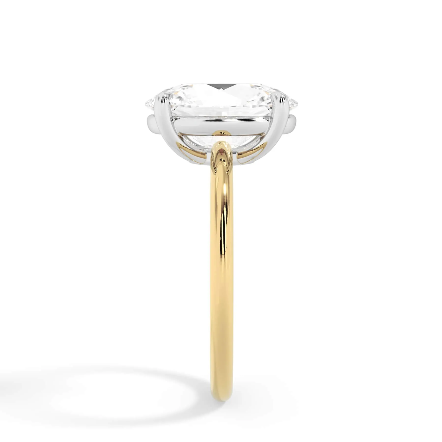 Two-Tone Basket Style Solitaire Engagement Ring - White Gold Head