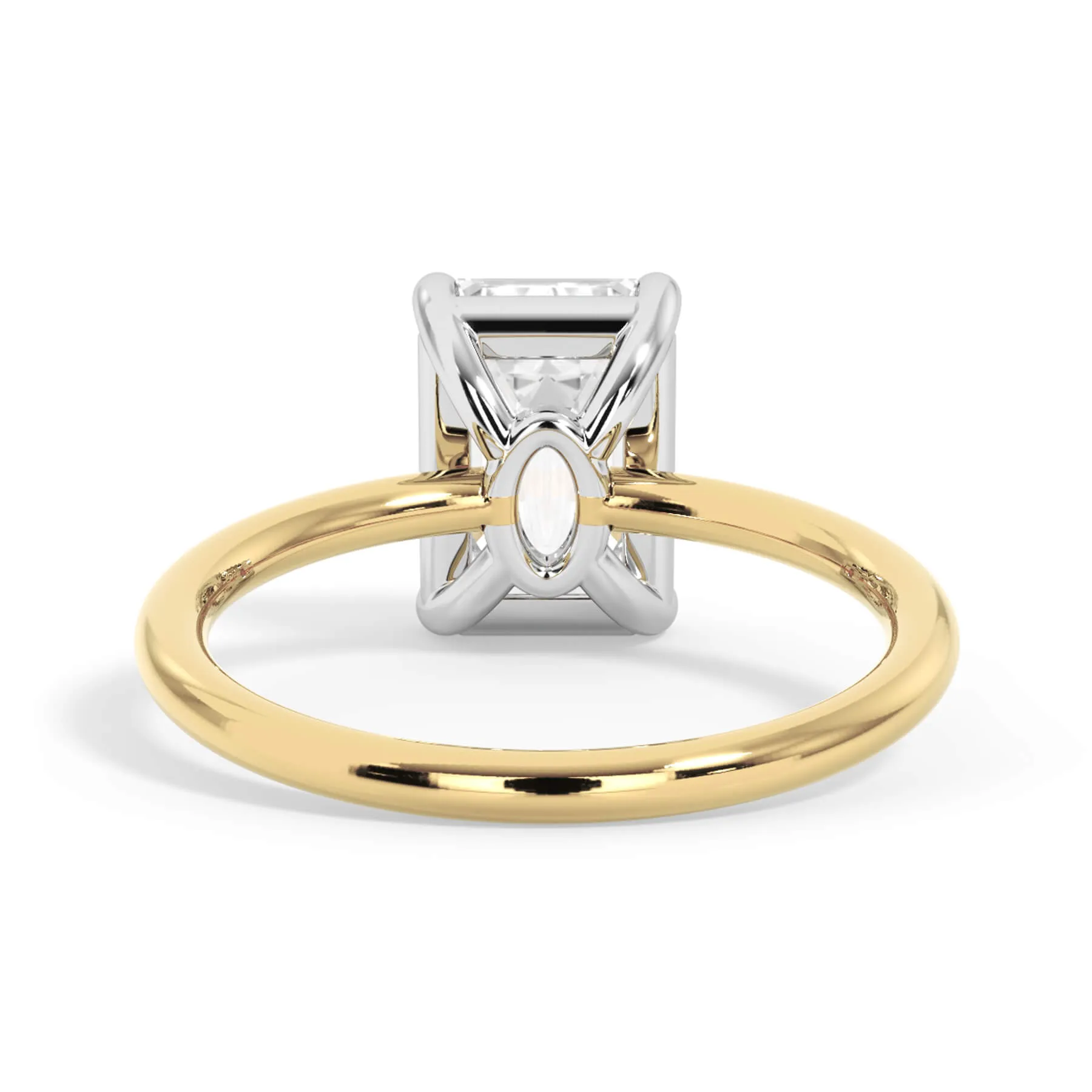 Two-Tone Basket Style Solitaire Engagement Ring - White Gold Head