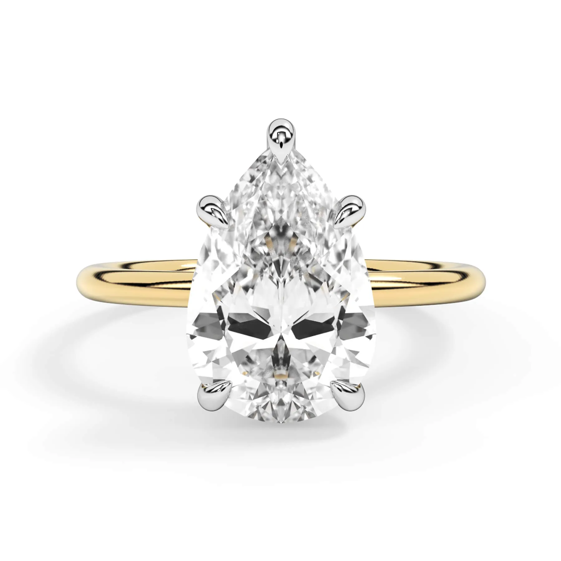 Two-Tone Basket Style Solitaire Engagement Ring - White Gold Head