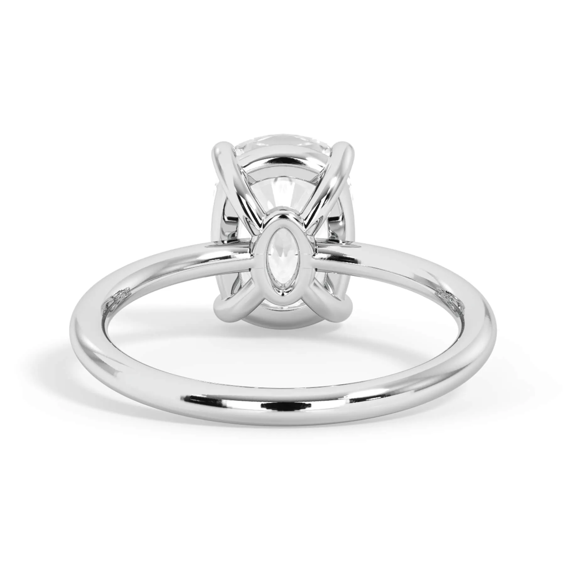 Two-Tone Basket Style Solitaire Engagement Ring - White Gold Head