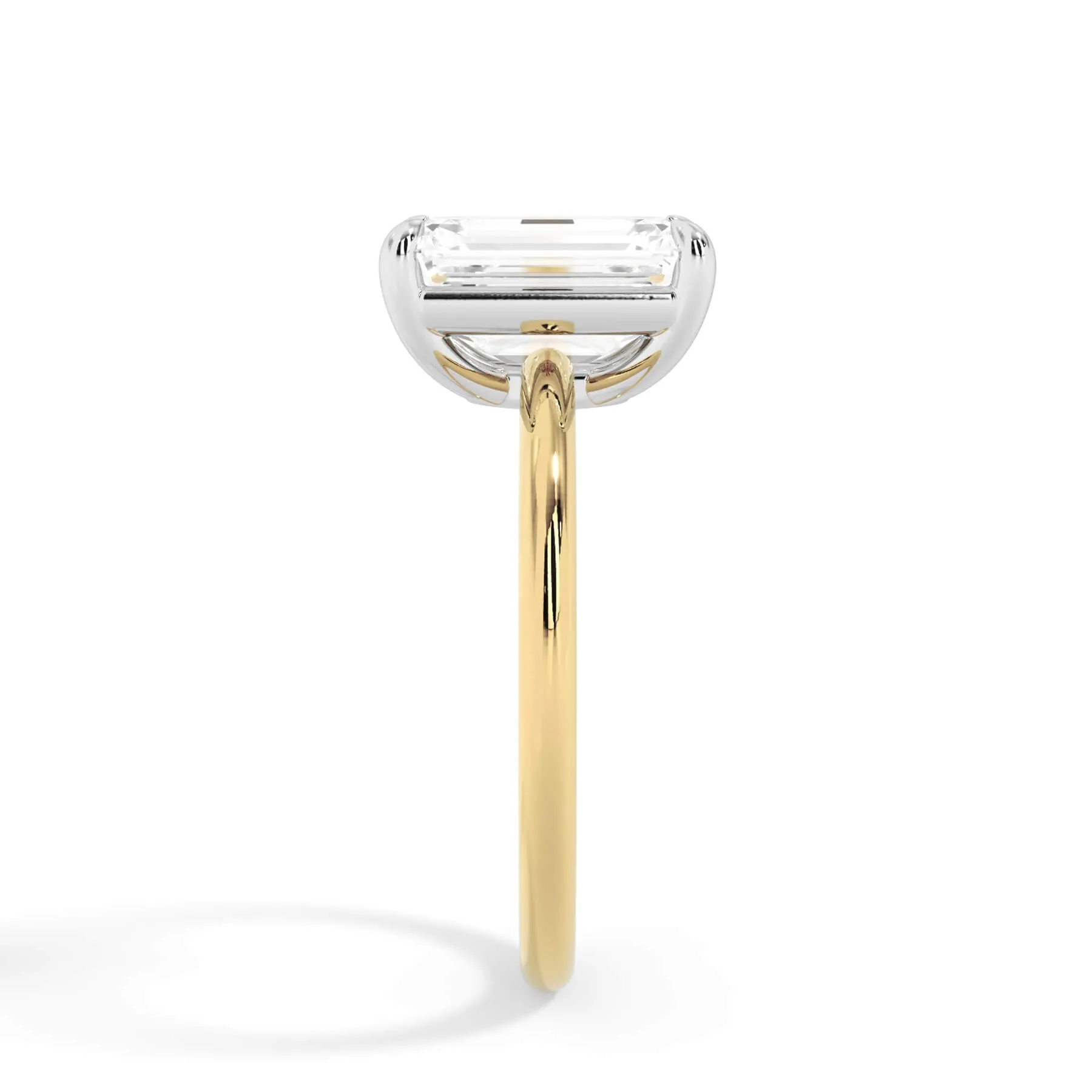 Two-Tone Basket Style Solitaire Engagement Ring - White Gold Head