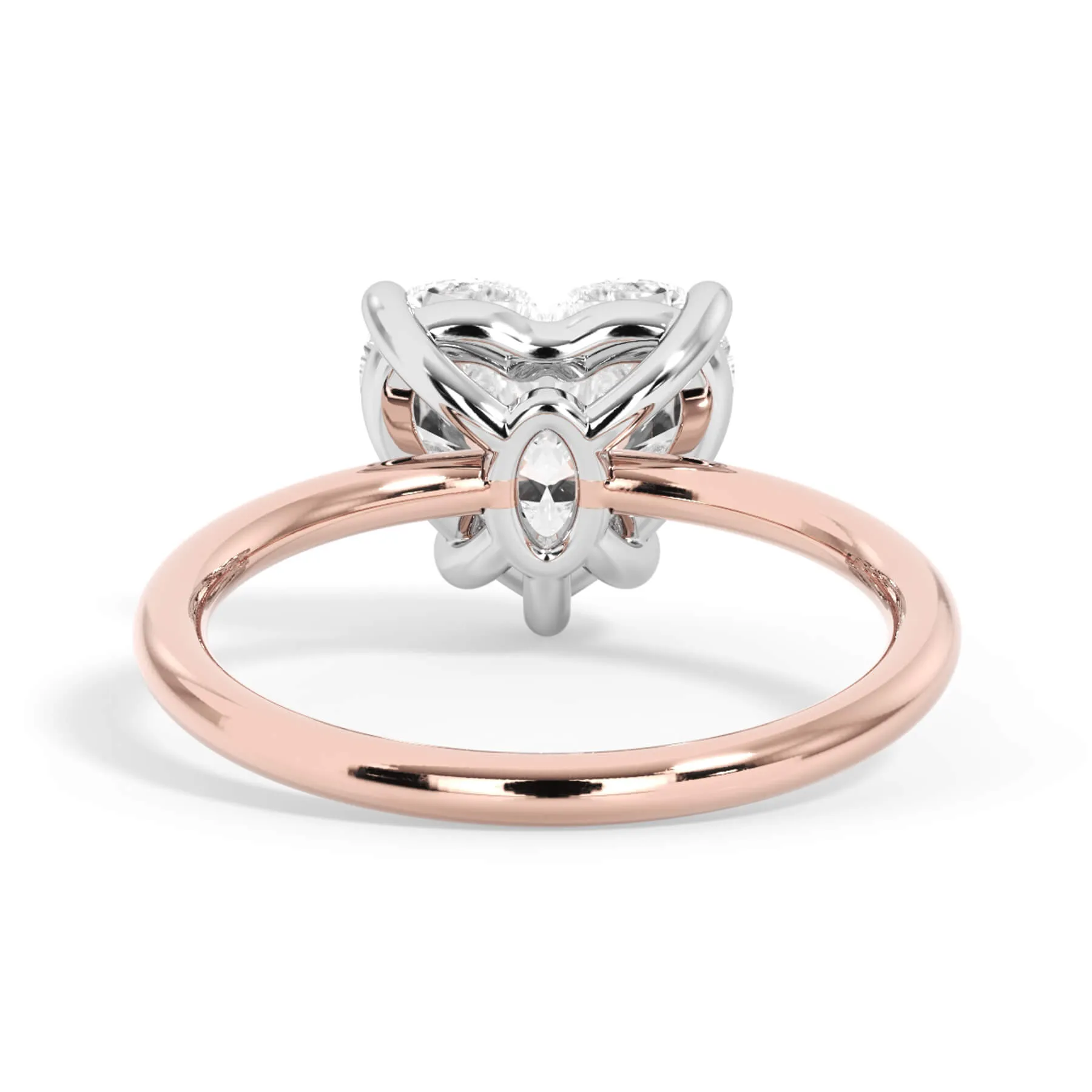 Two-Tone Basket Style Solitaire Engagement Ring - White Gold Head