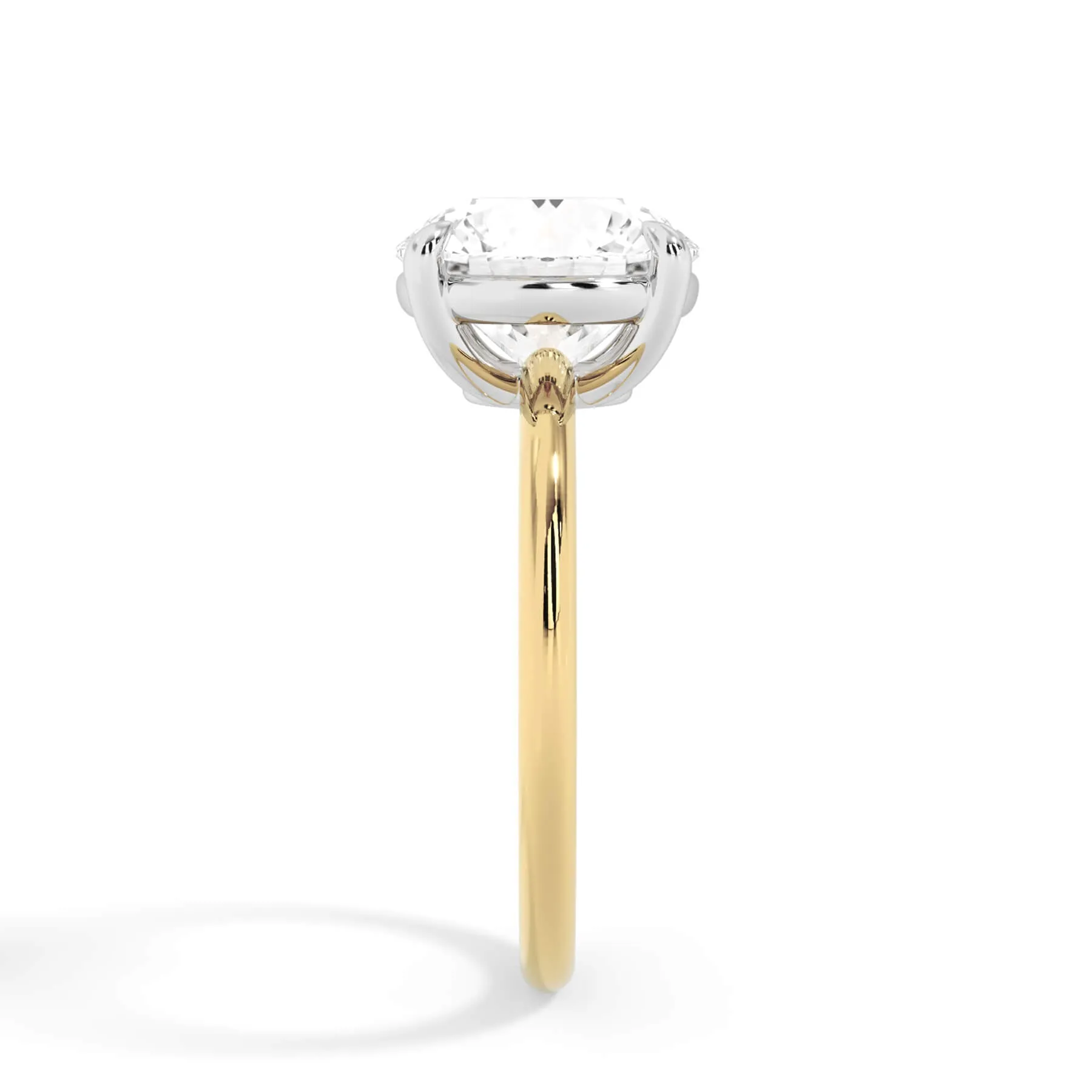 Two-Tone Basket Style Solitaire Engagement Ring - White Gold Head