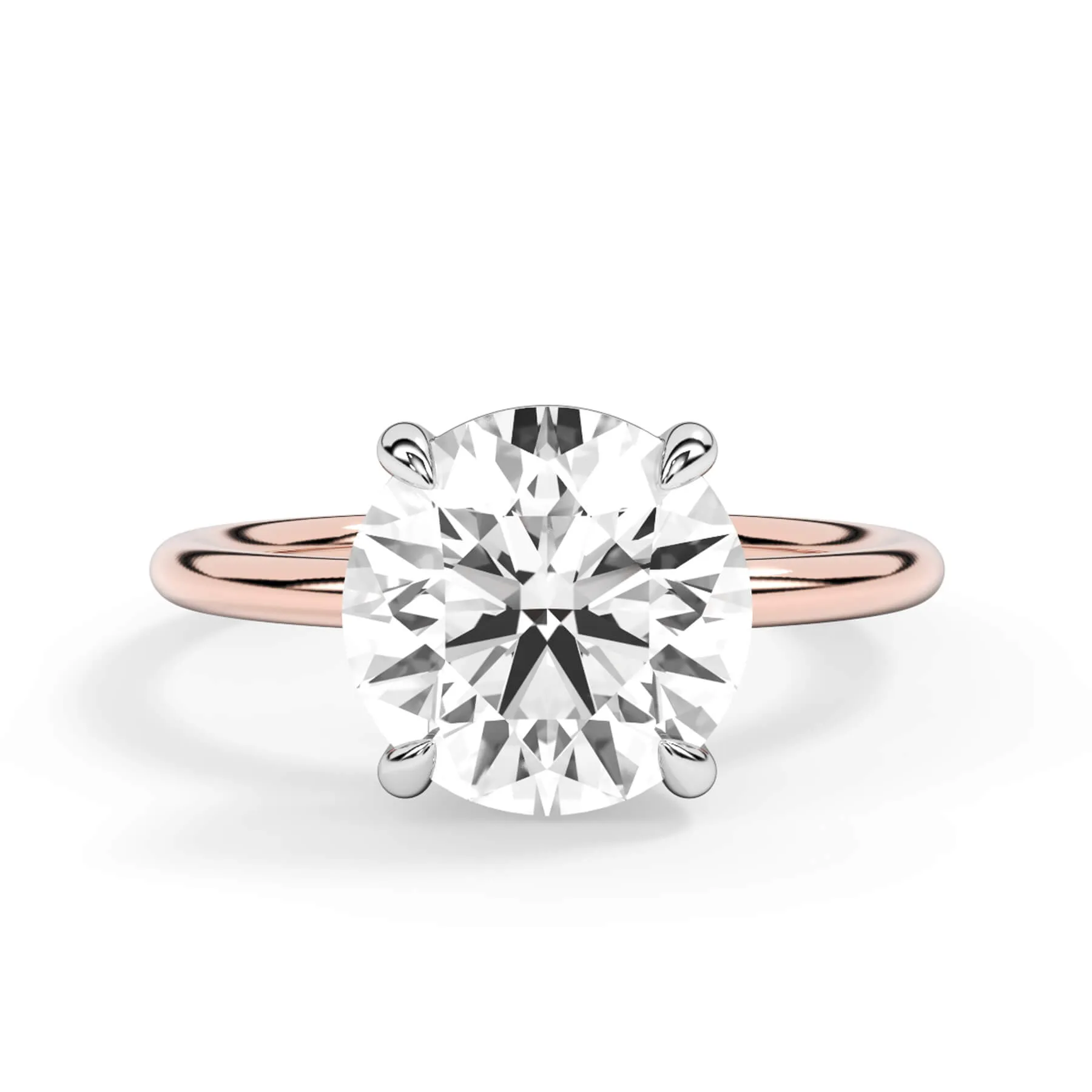 Two-Tone Basket Style Solitaire Engagement Ring - White Gold Head