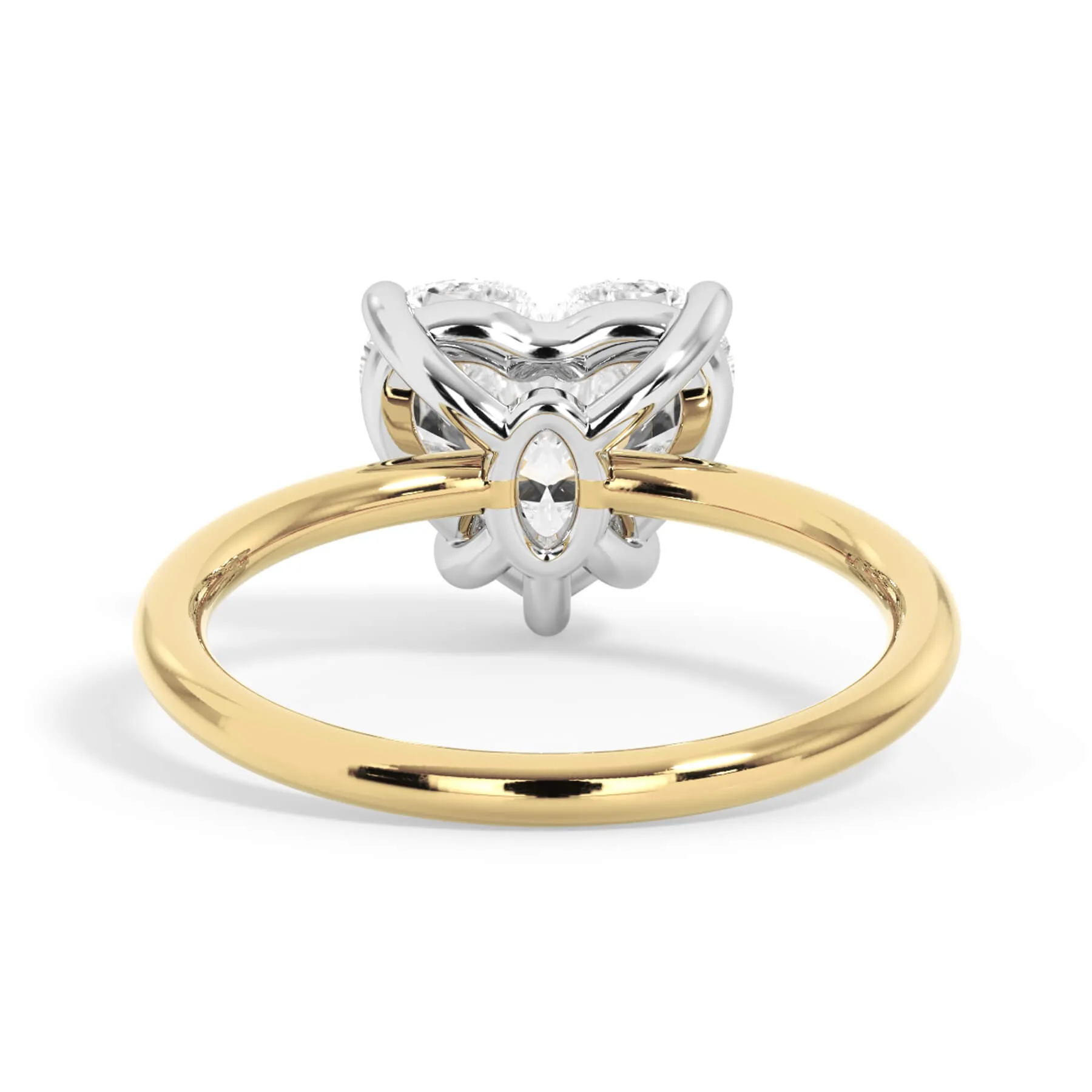 Two-Tone Basket Style Solitaire Engagement Ring - White Gold Head