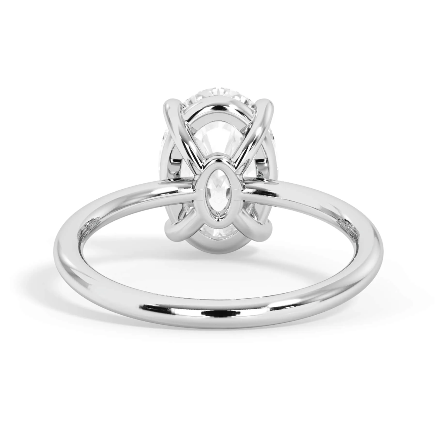 Two-Tone Basket Style Solitaire Engagement Ring - White Gold Head