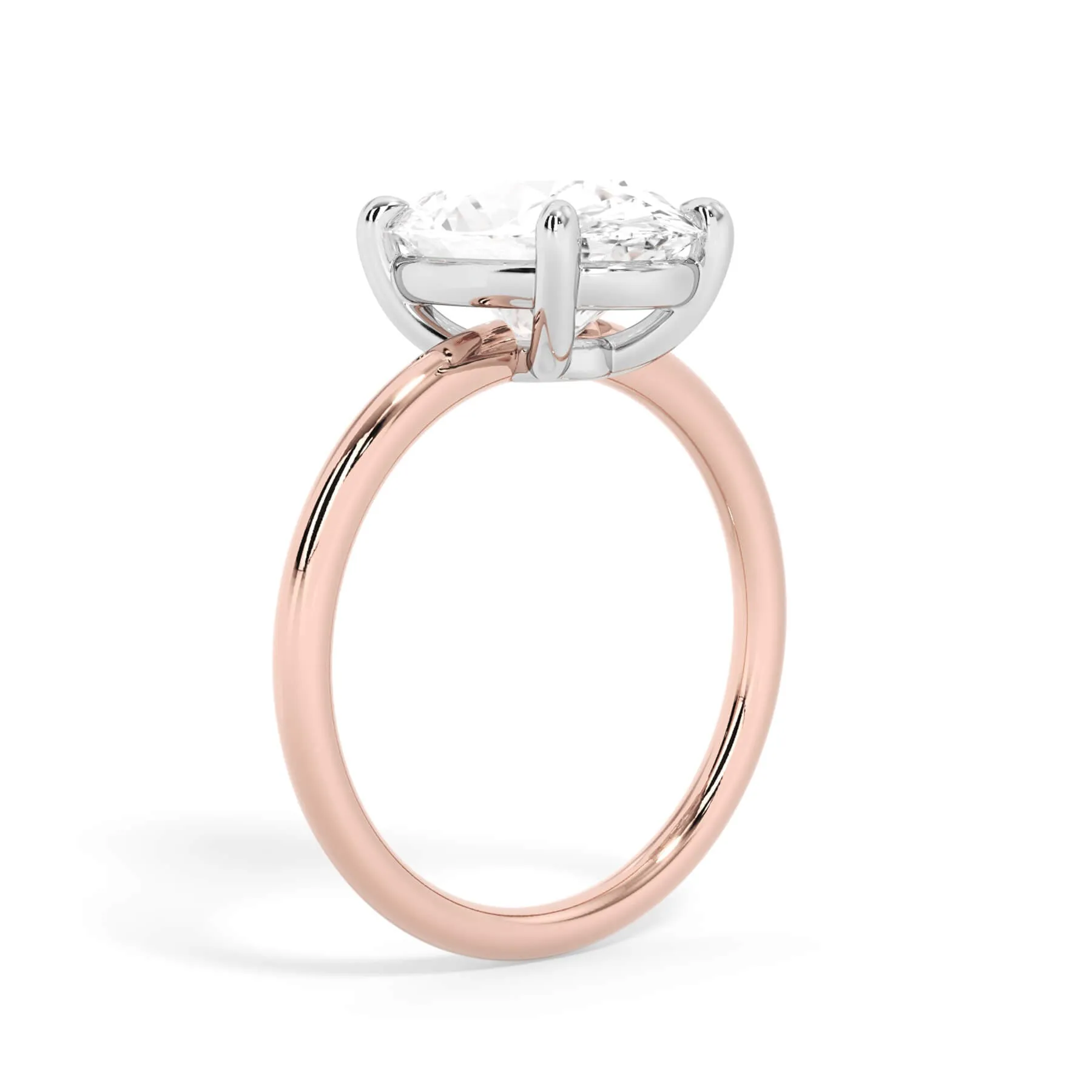 Two-Tone Basket Style Solitaire Engagement Ring - White Gold Head