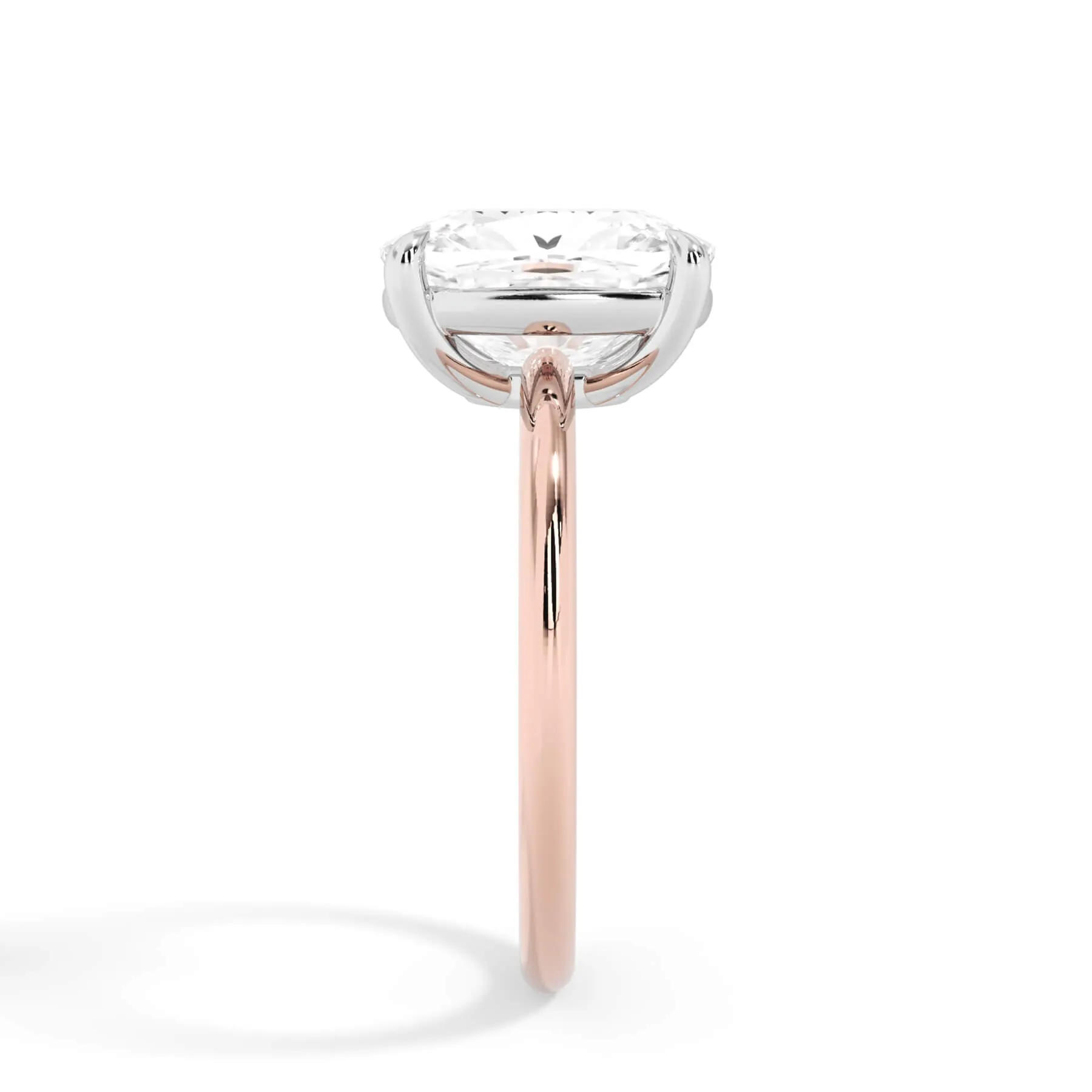 Two-Tone Basket Style Solitaire Engagement Ring - White Gold Head