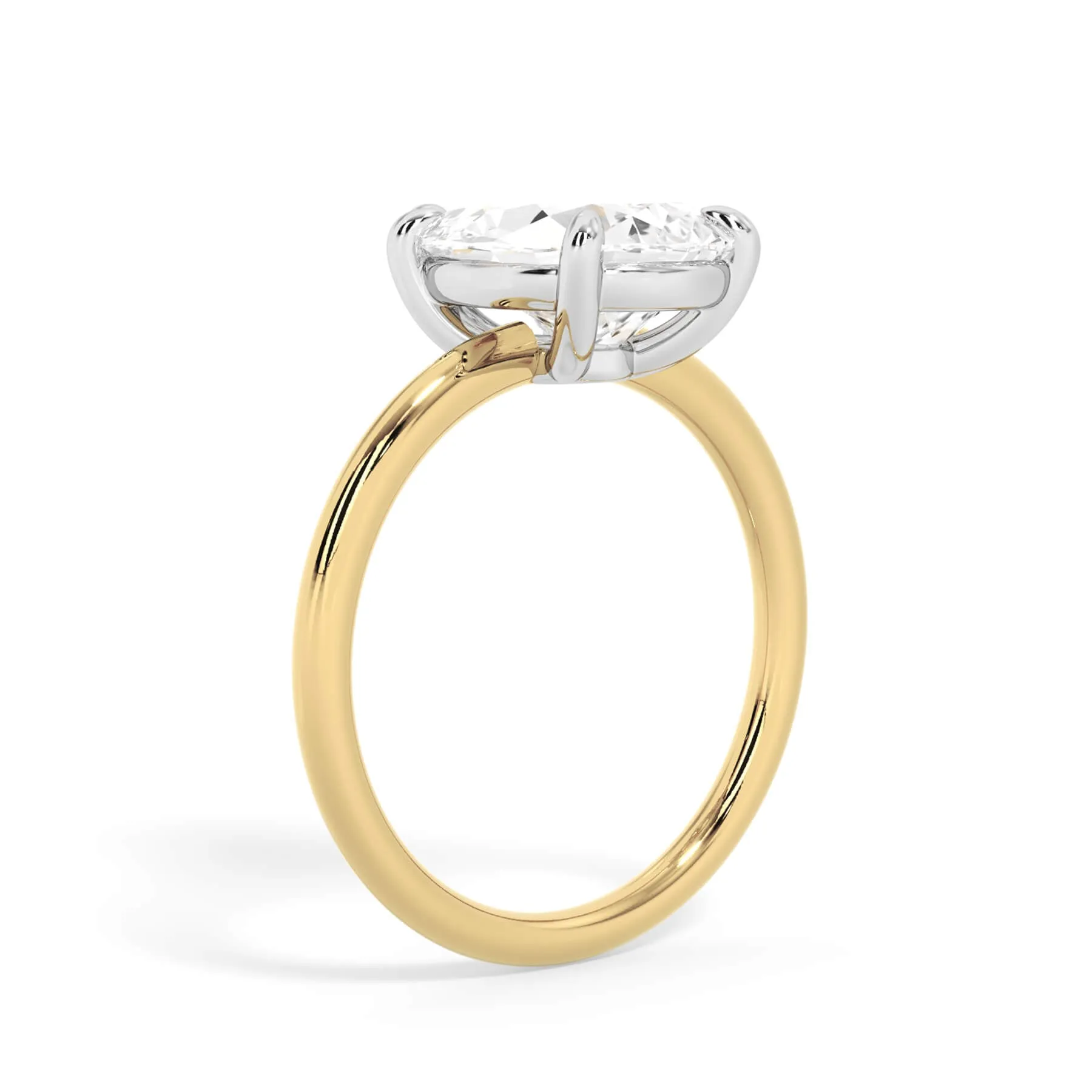 Two-Tone Basket Style Solitaire Engagement Ring - White Gold Head