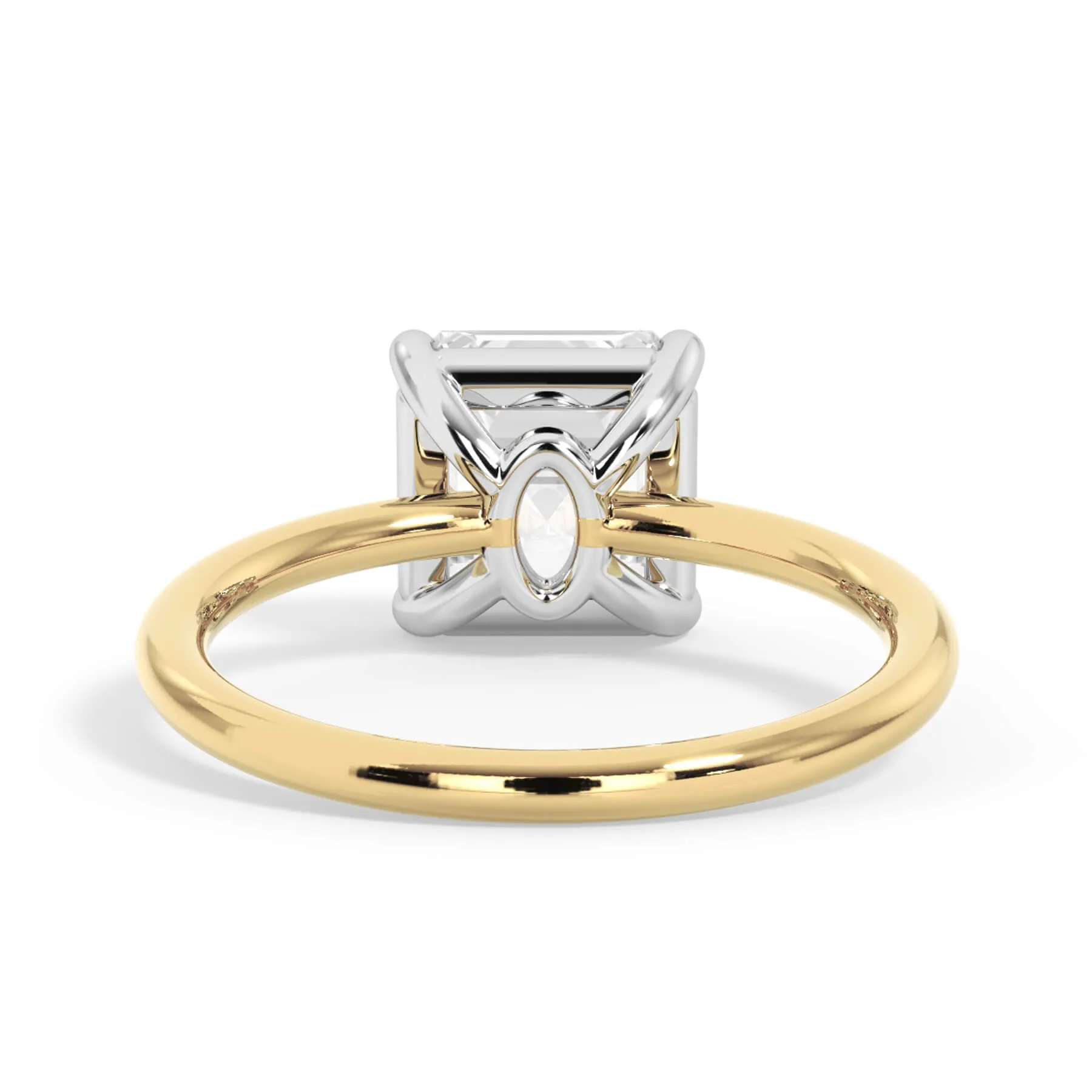 Two-Tone Basket Style Solitaire Engagement Ring - White Gold Head