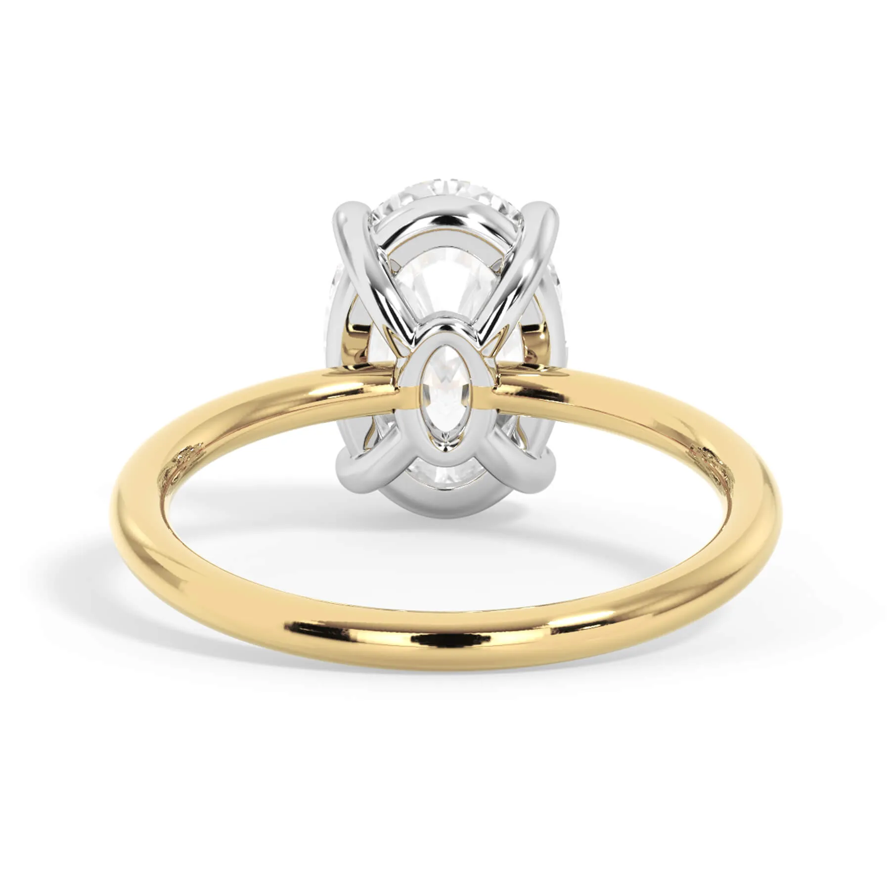 Two-Tone Basket Style Solitaire Engagement Ring - White Gold Head
