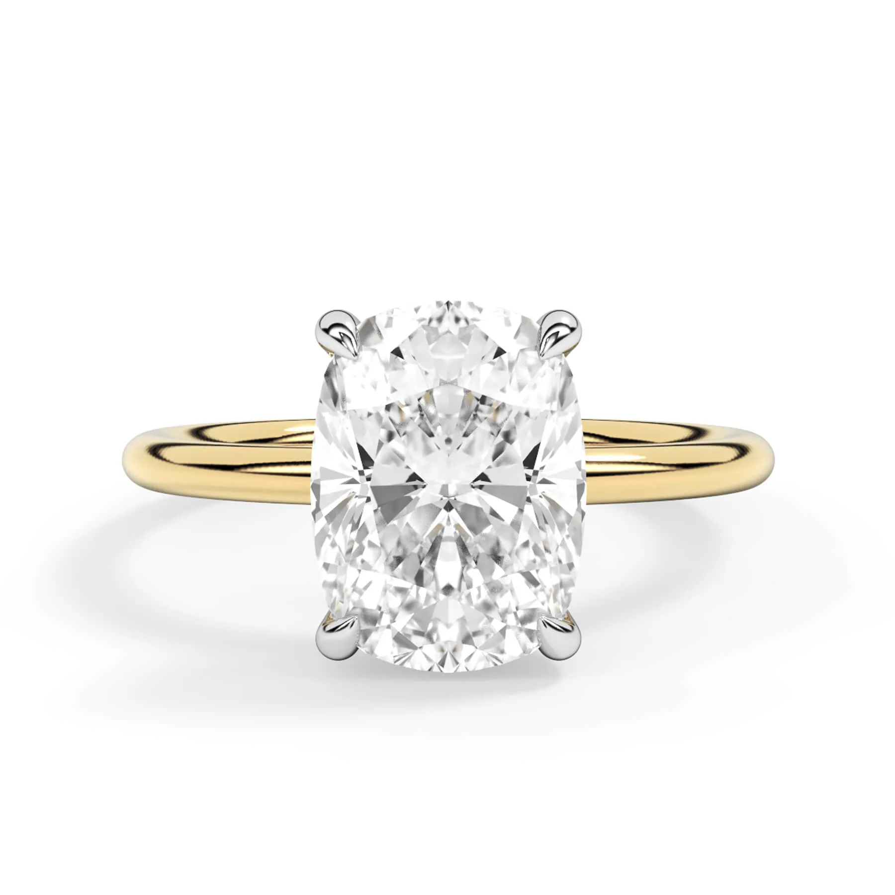 Two-Tone Basket Style Solitaire Engagement Ring - White Gold Head