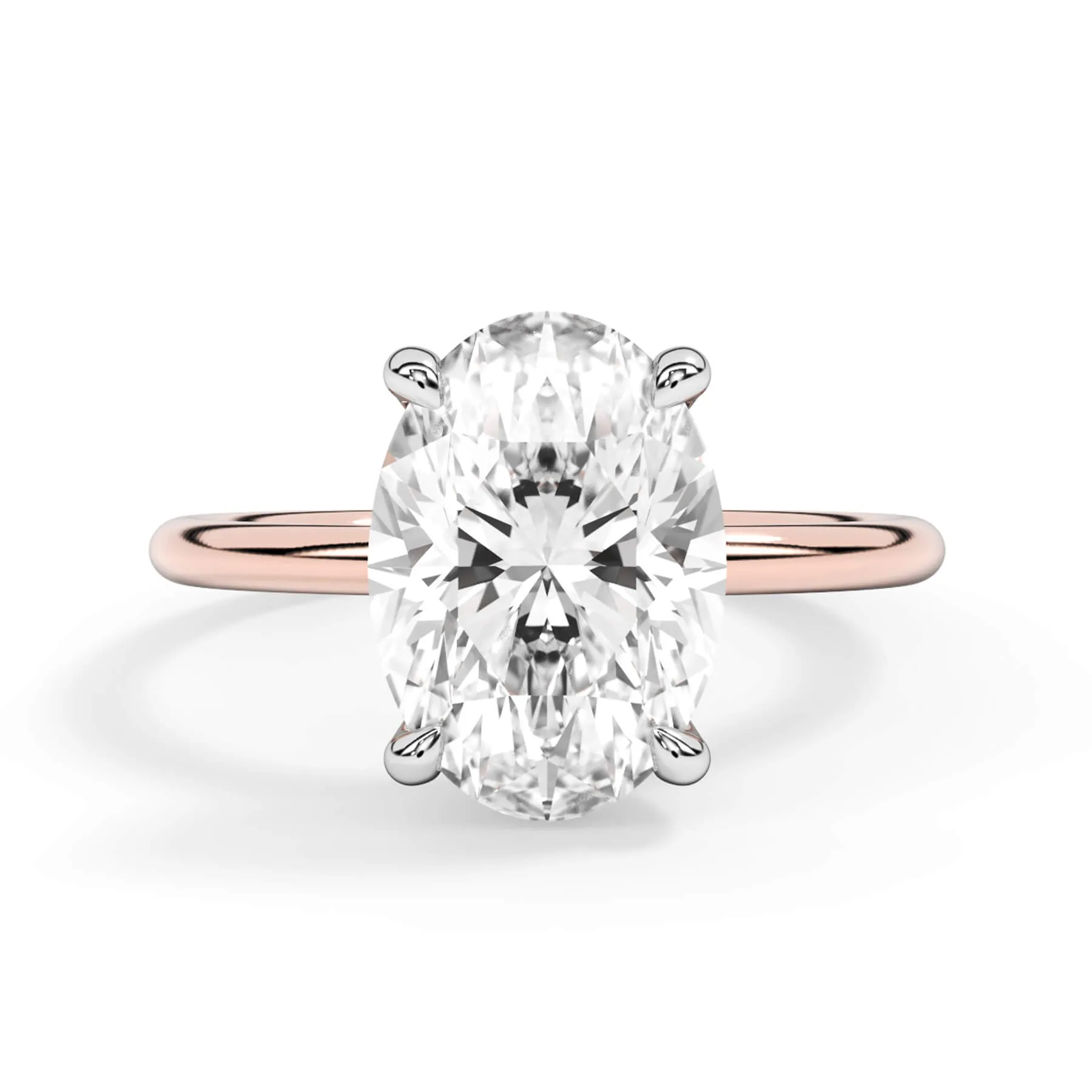 Two-Tone Basket Style Solitaire Engagement Ring - White Gold Head