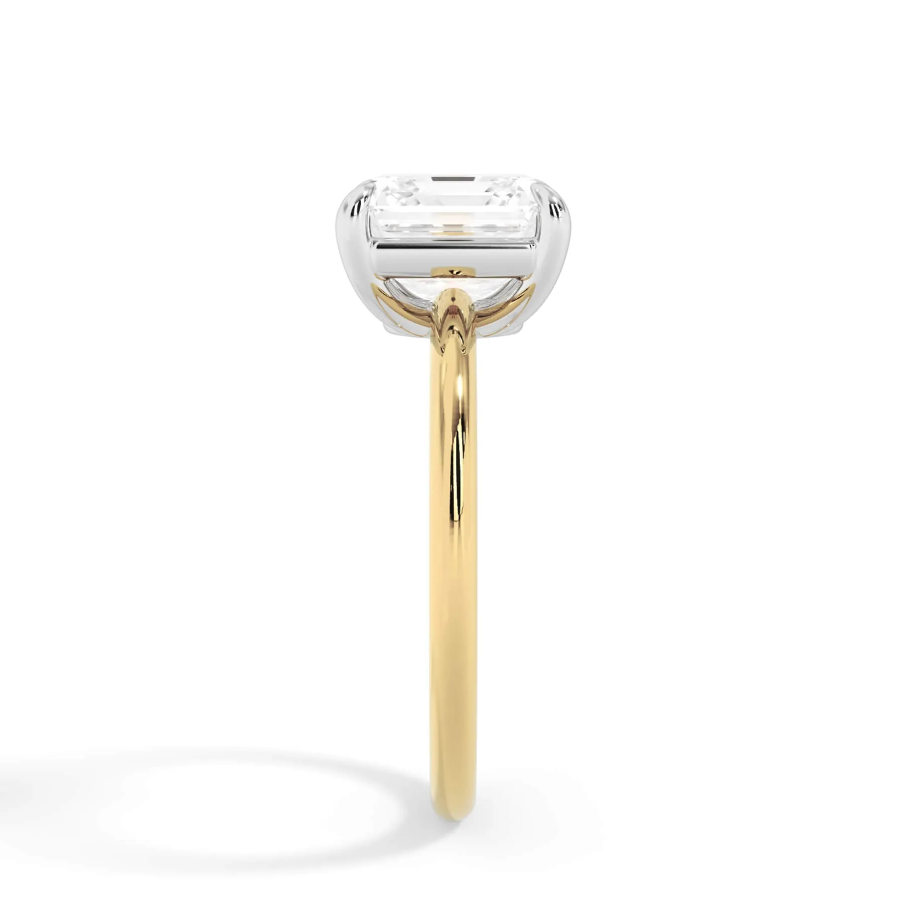 Two-Tone Basket Style Solitaire Engagement Ring - White Gold Head