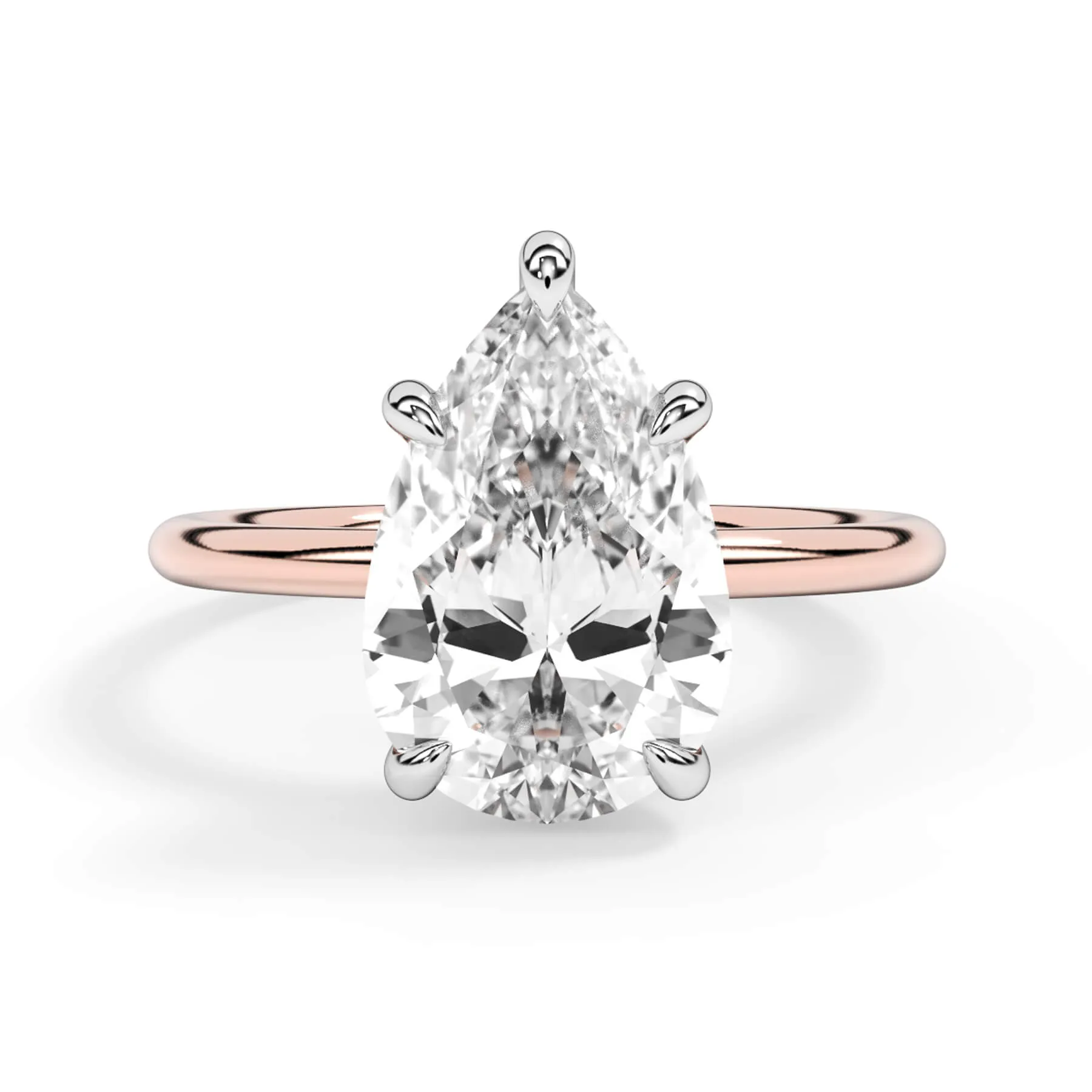 Two-Tone Basket Style Solitaire Engagement Ring - White Gold Head