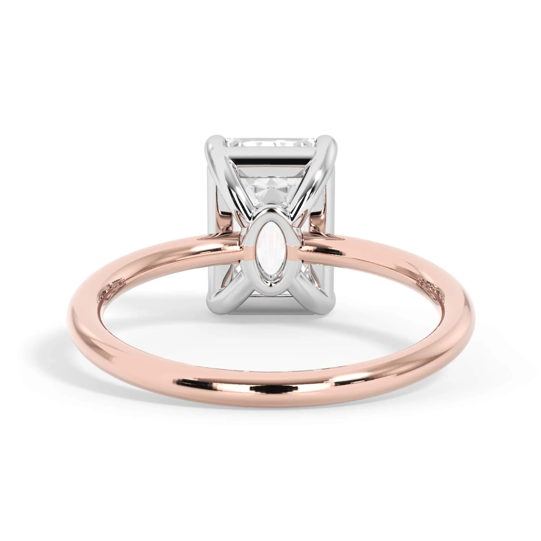 Two-Tone Basket Style Solitaire Engagement Ring - White Gold Head