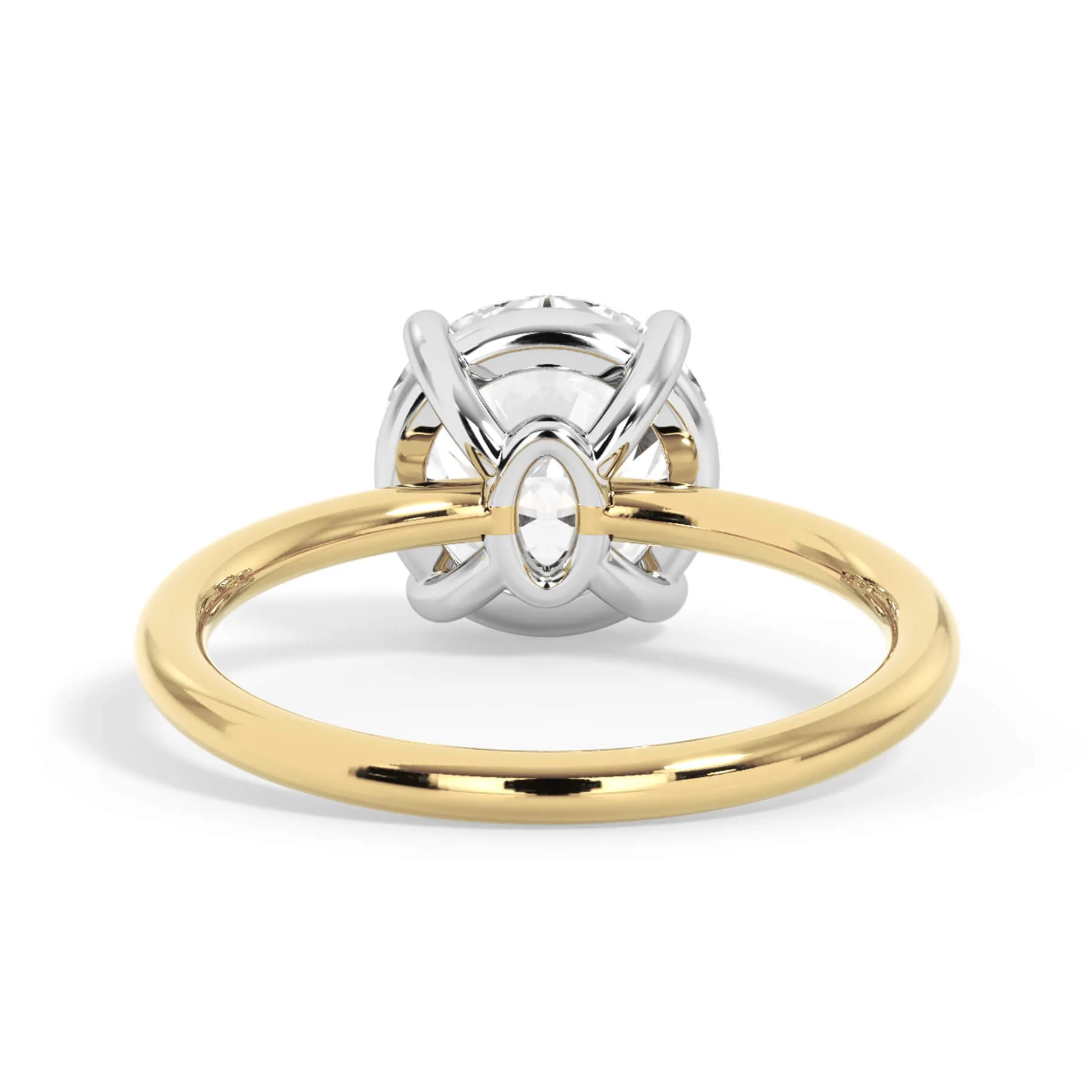 Two-Tone Basket Style Solitaire Engagement Ring - White Gold Head
