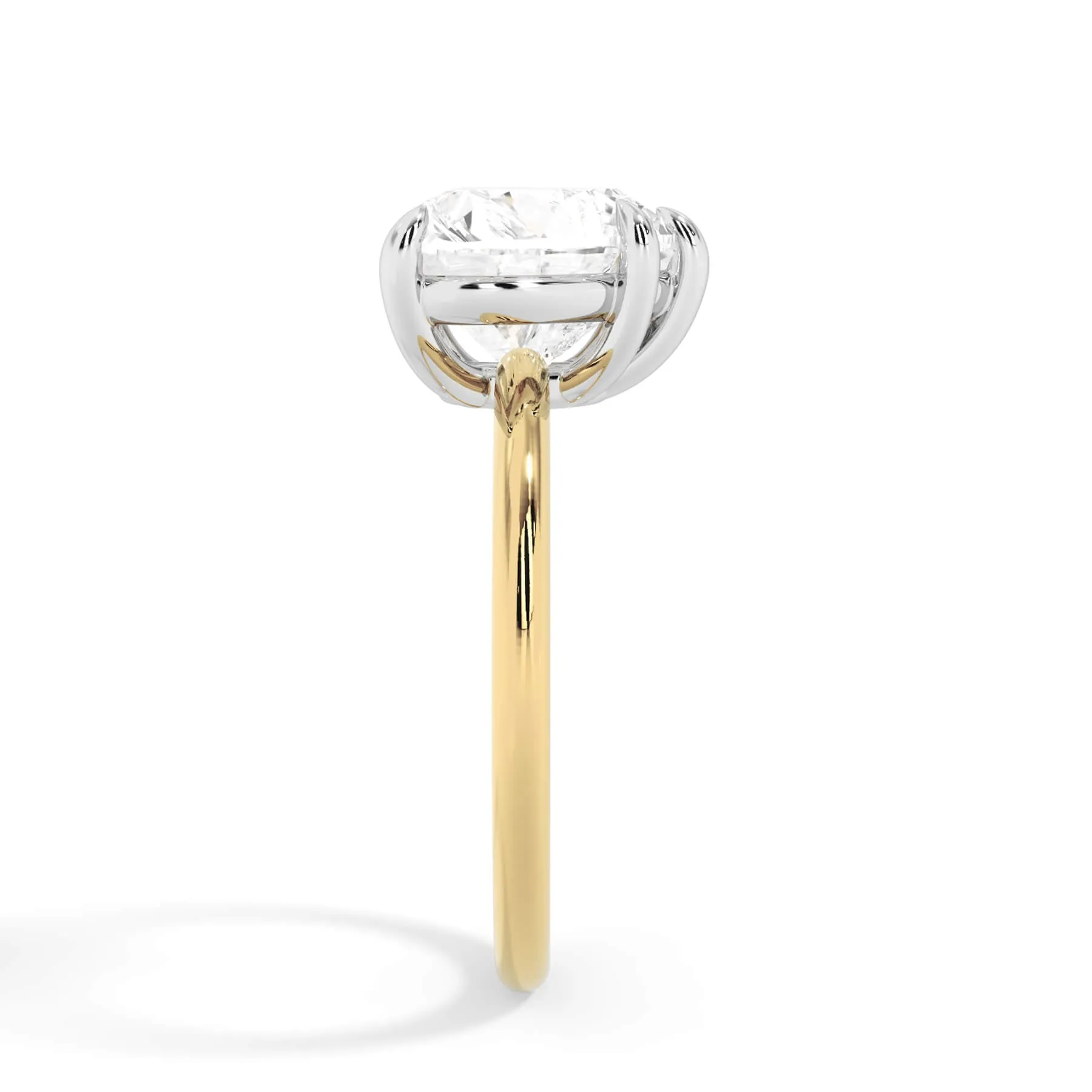 Two-Tone Basket Style Solitaire Engagement Ring - White Gold Head