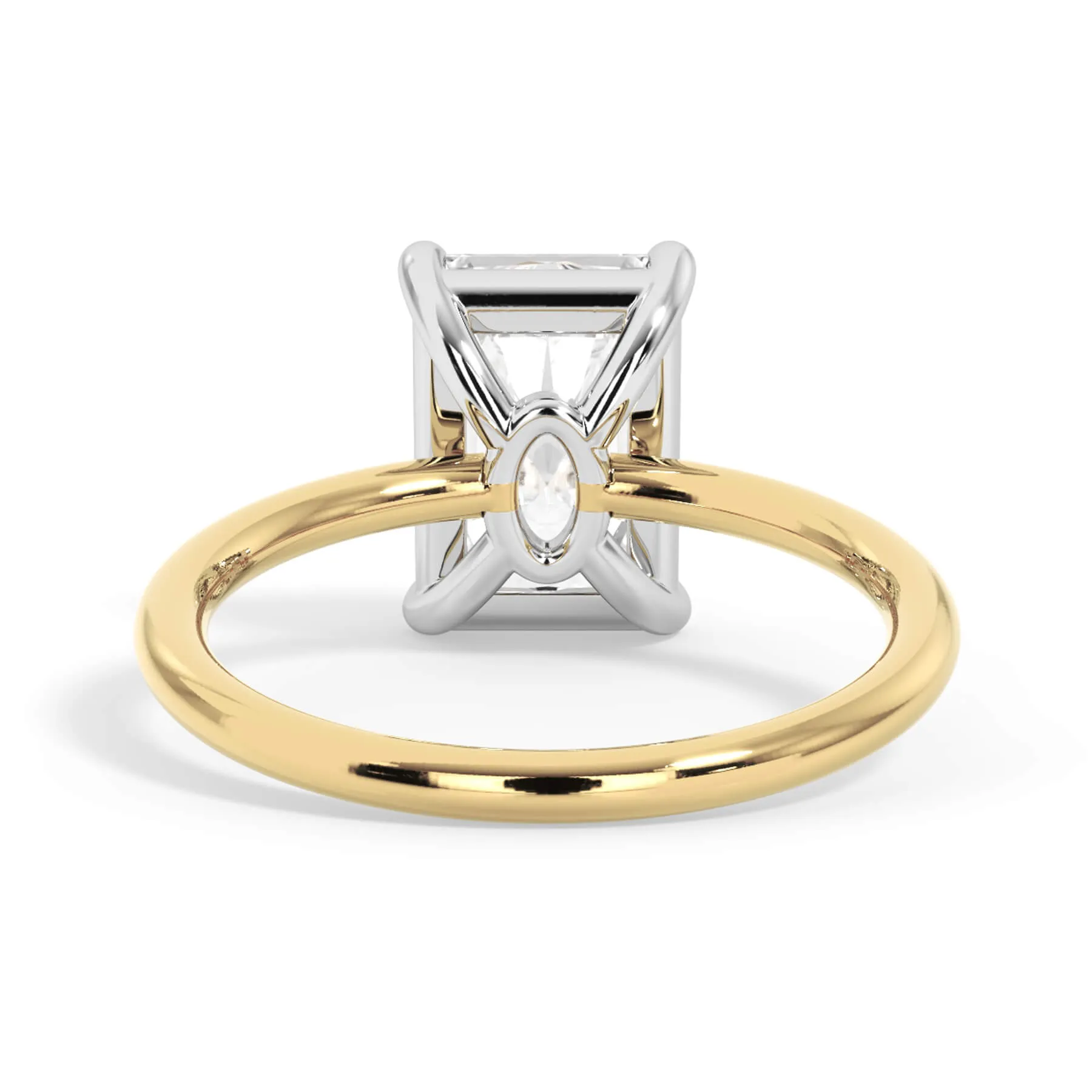 Two-Tone Basket Style Solitaire Engagement Ring - White Gold Head