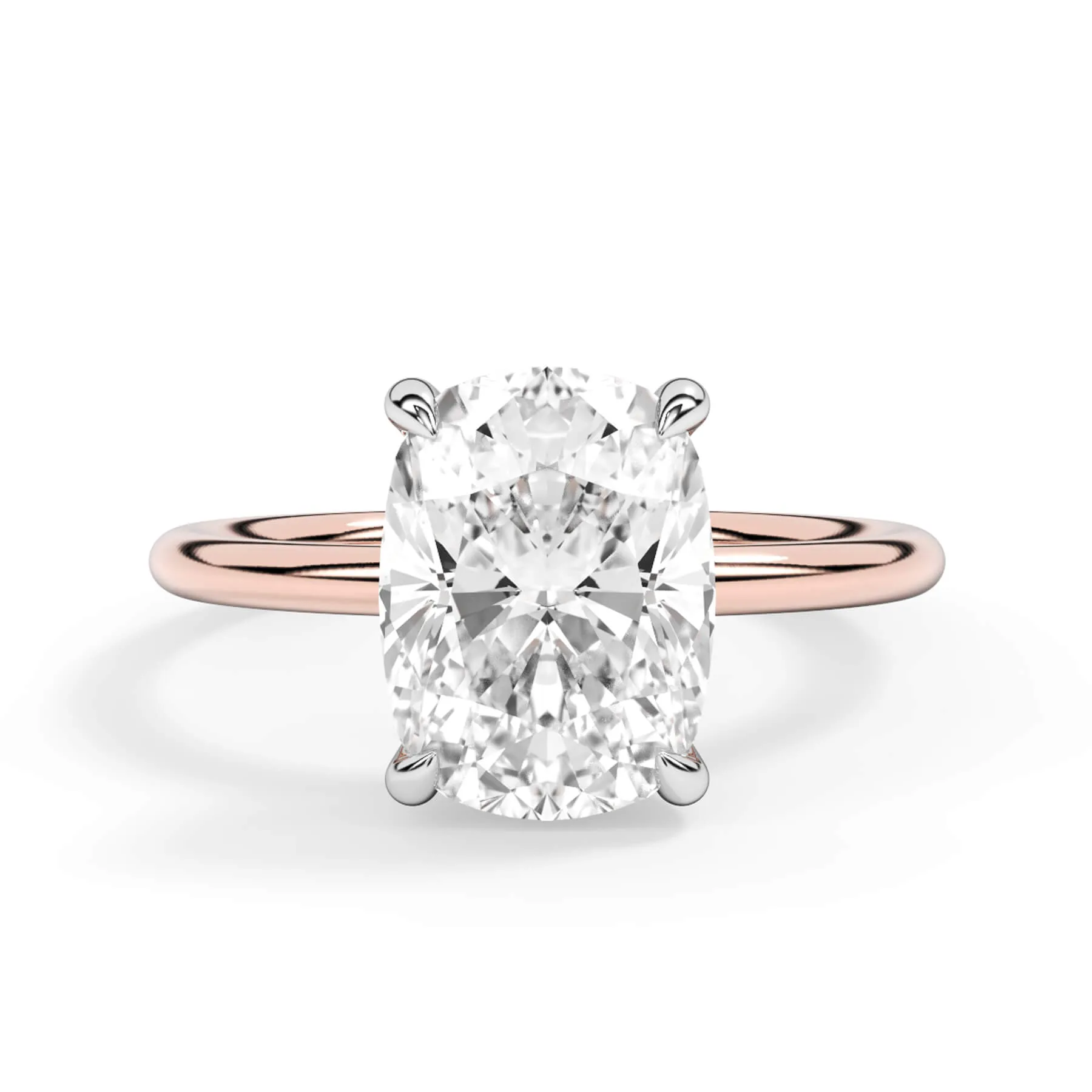 Two-Tone Basket Style Solitaire Engagement Ring - White Gold Head