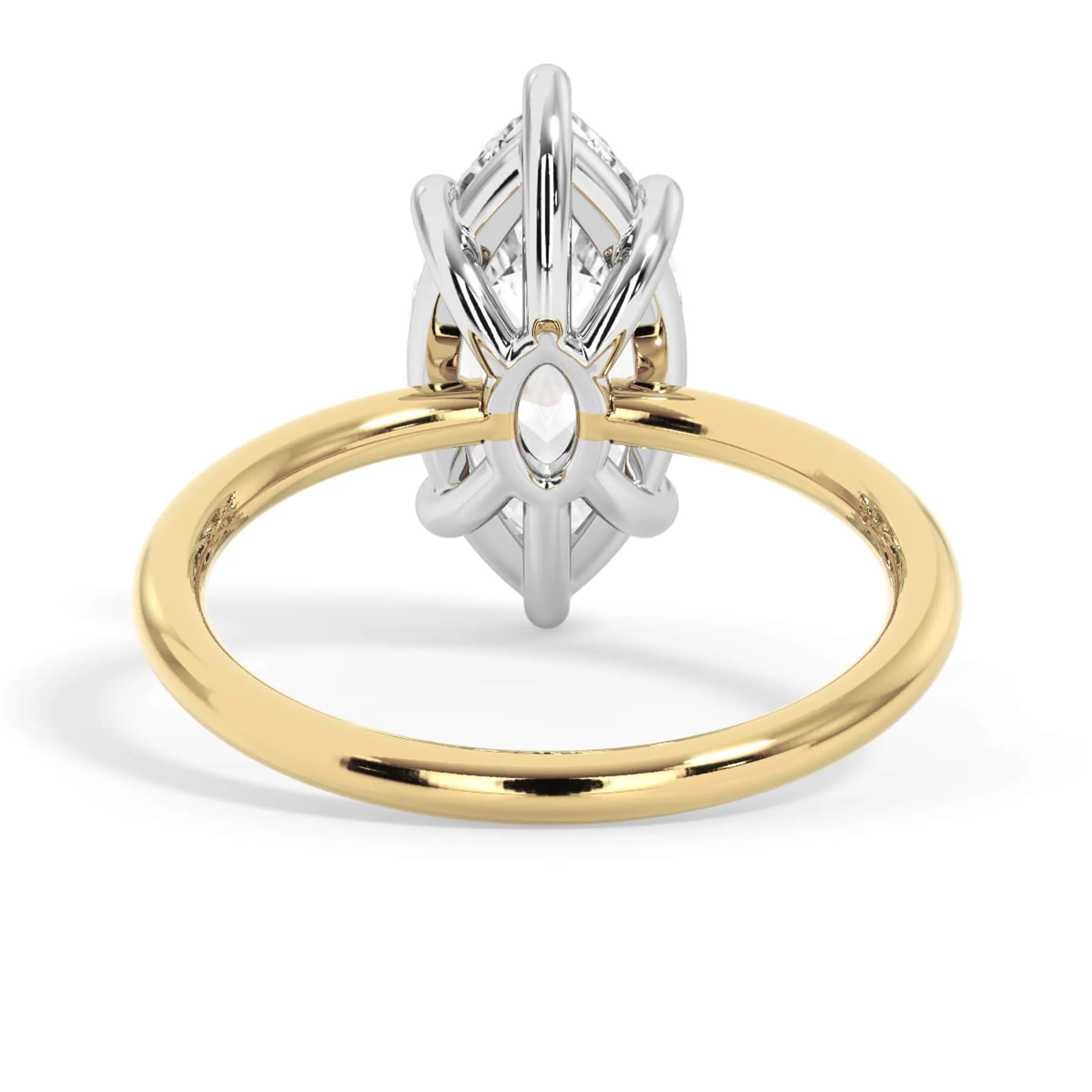 Two-Tone Basket Style Solitaire Engagement Ring - White Gold Head
