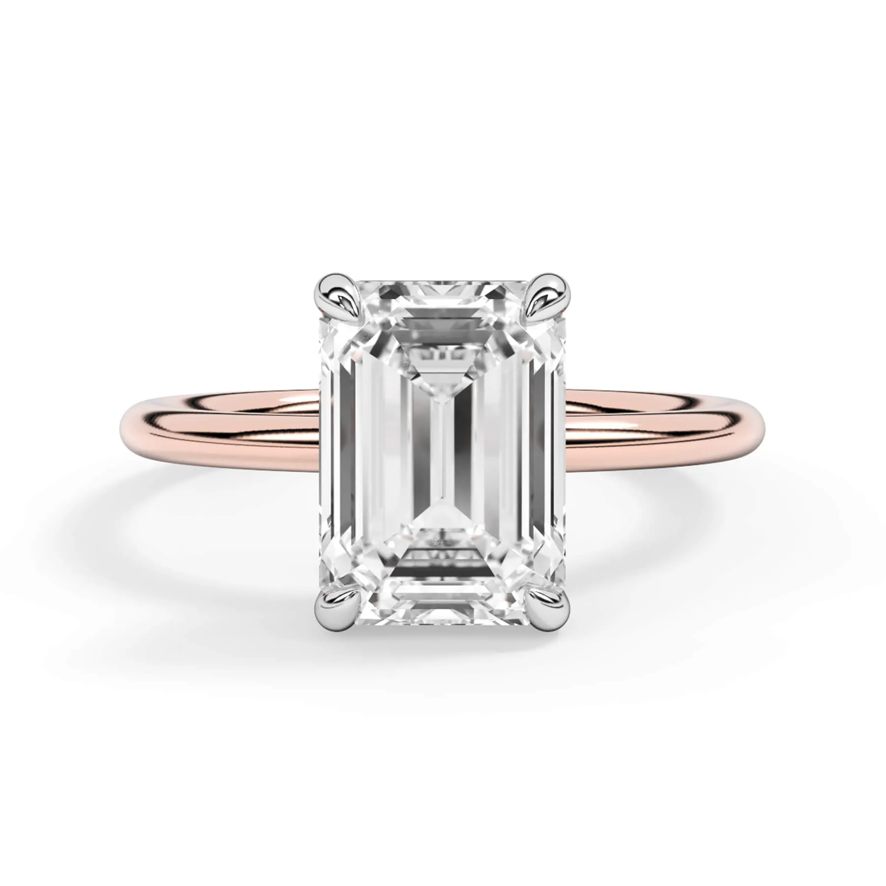 Two-Tone Basket Style Solitaire Engagement Ring - White Gold Head