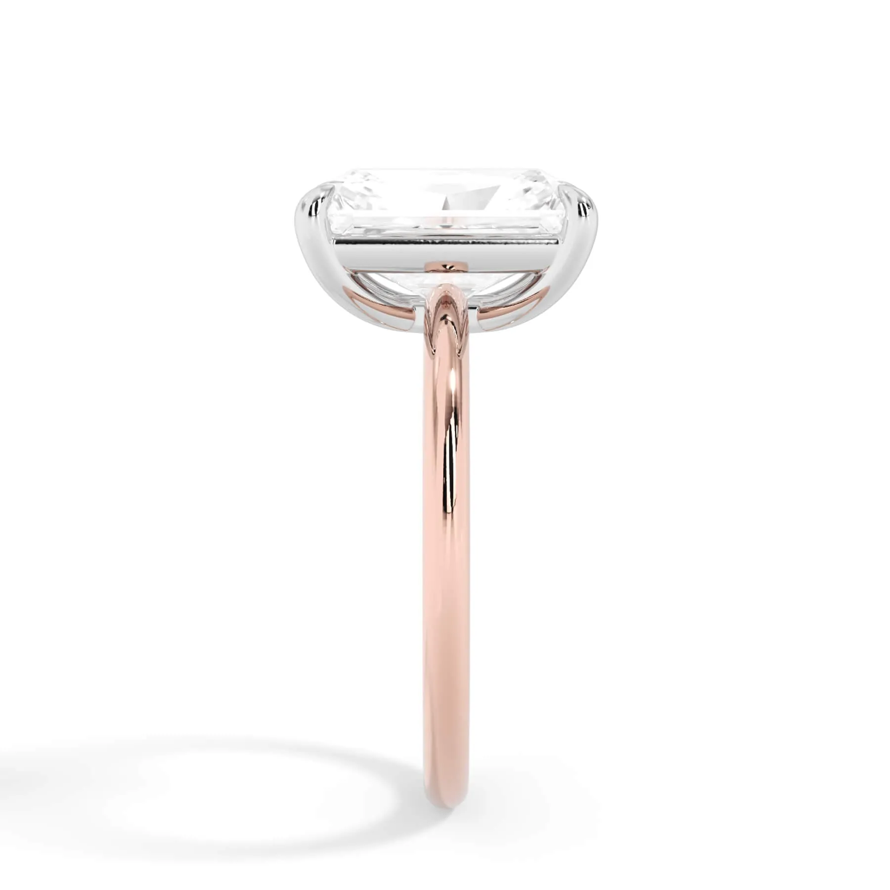 Two-Tone Basket Style Solitaire Engagement Ring - White Gold Head