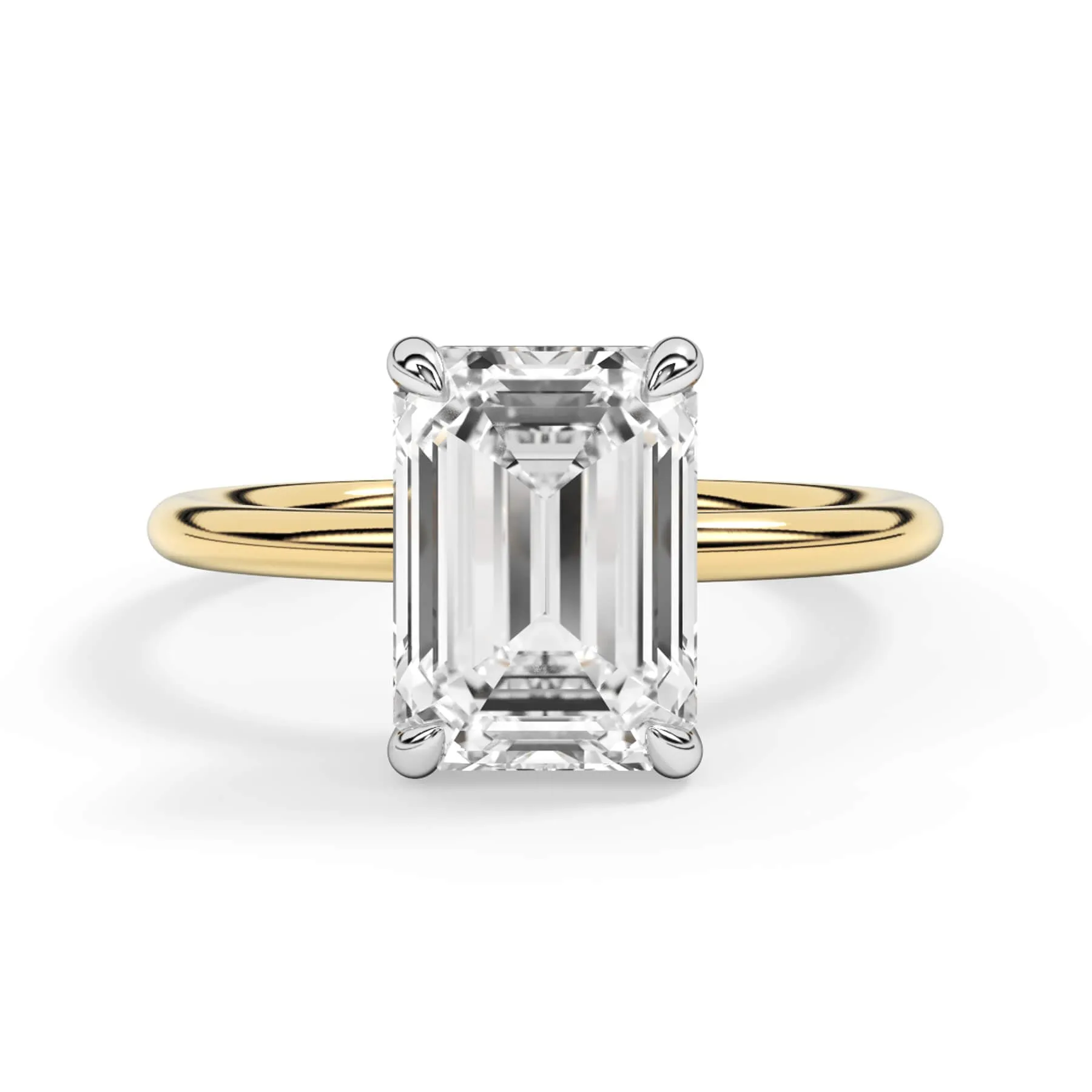 Two-Tone Basket Style Solitaire Engagement Ring - White Gold Head