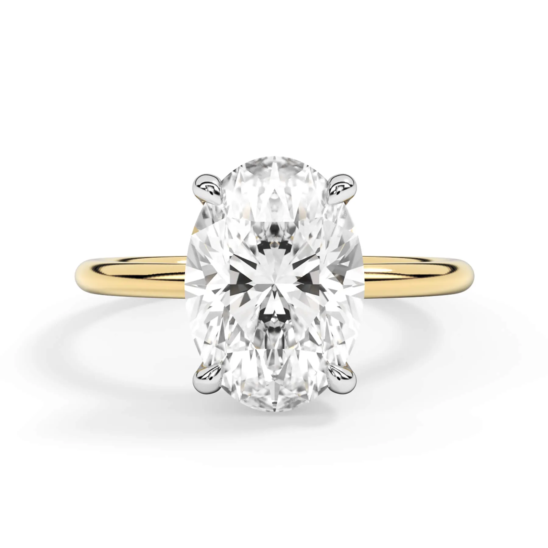 Two-Tone Basket Style Solitaire Engagement Ring - White Gold Head