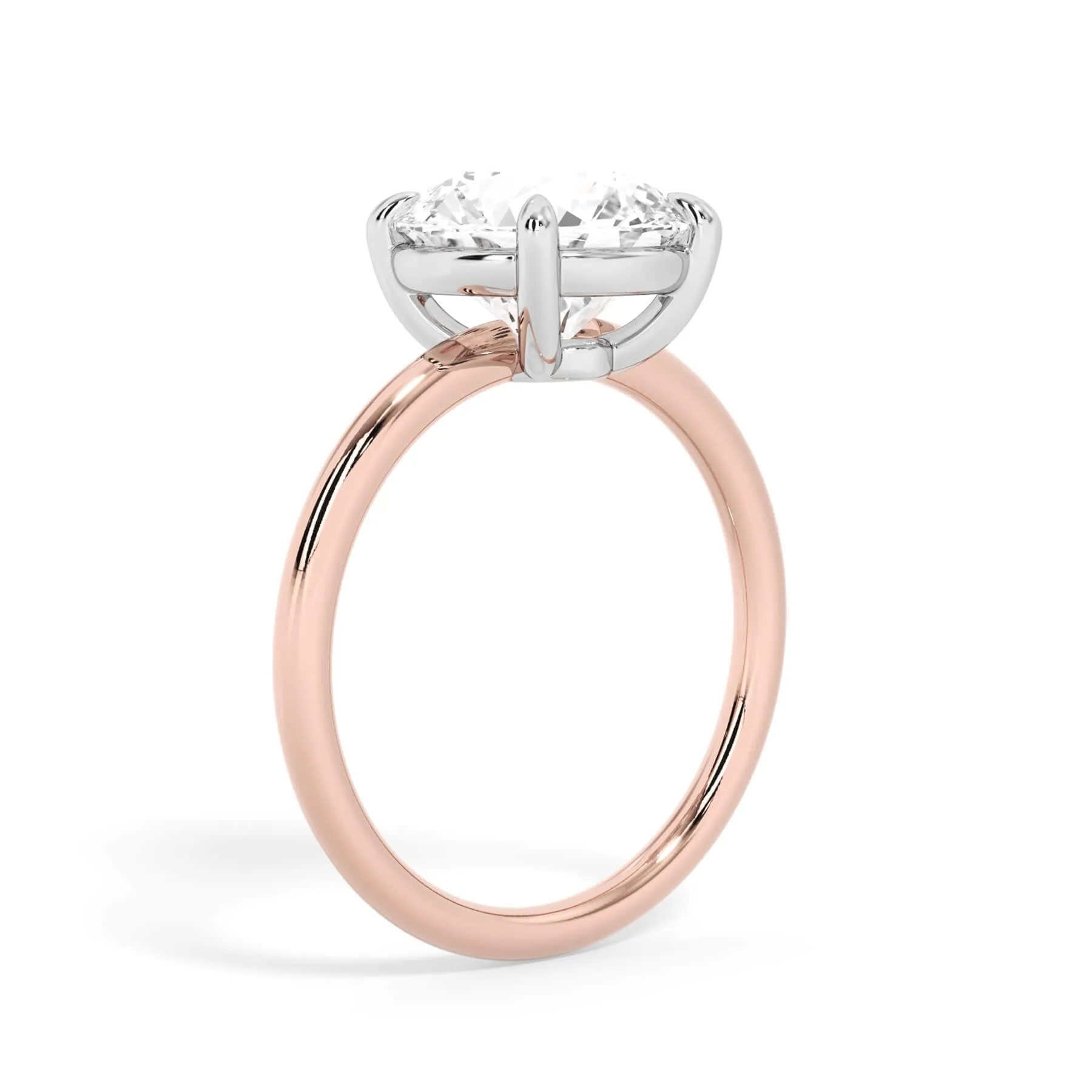Two-Tone Basket Style Solitaire Engagement Ring - White Gold Head