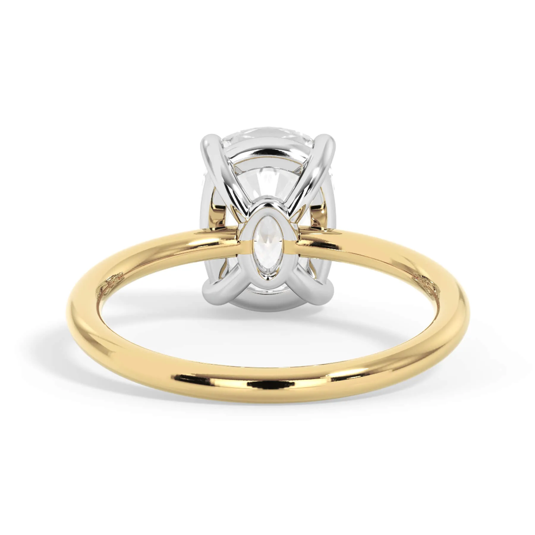 Two-Tone Basket Style Solitaire Engagement Ring - White Gold Head