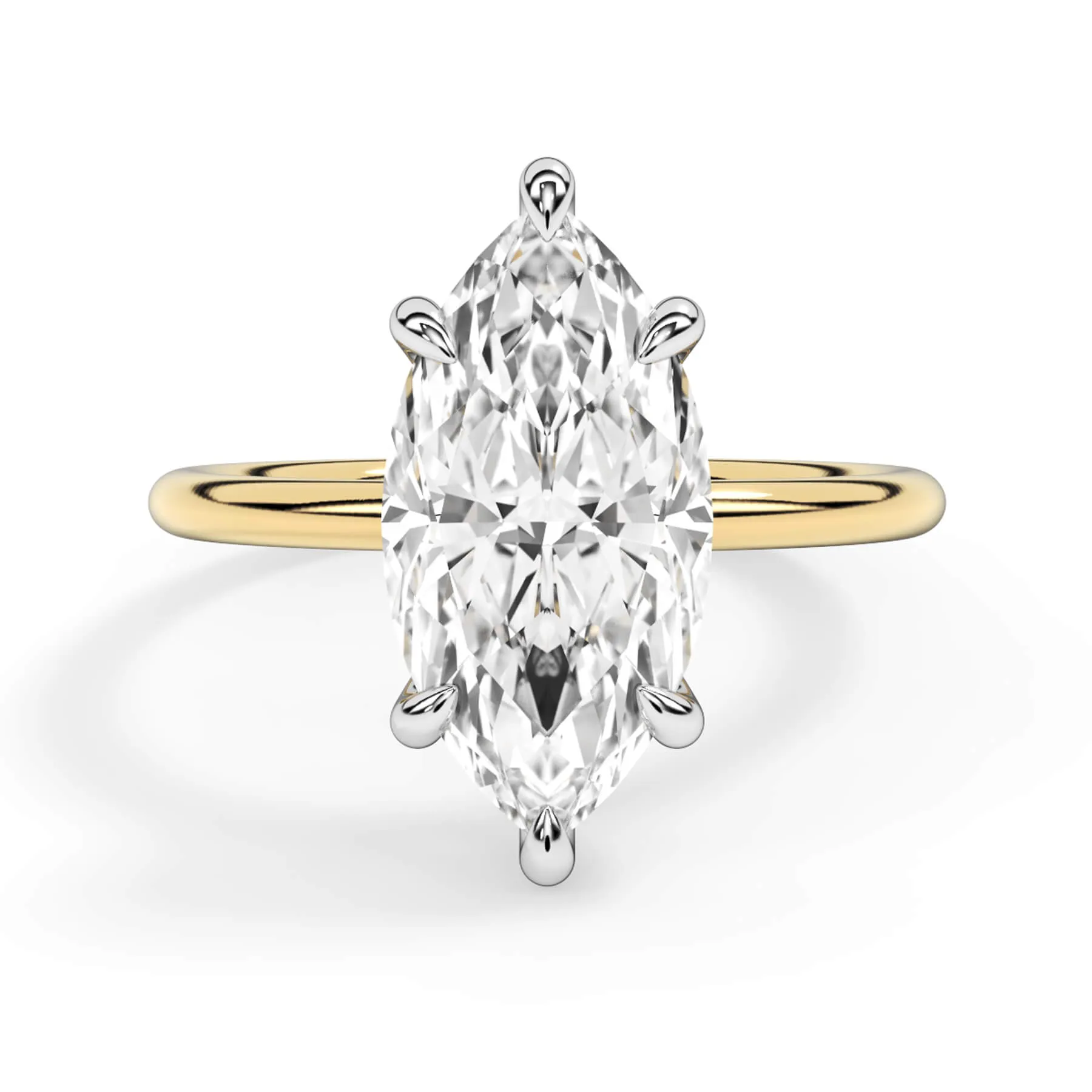 Two-Tone Basket Style Solitaire Engagement Ring - White Gold Head