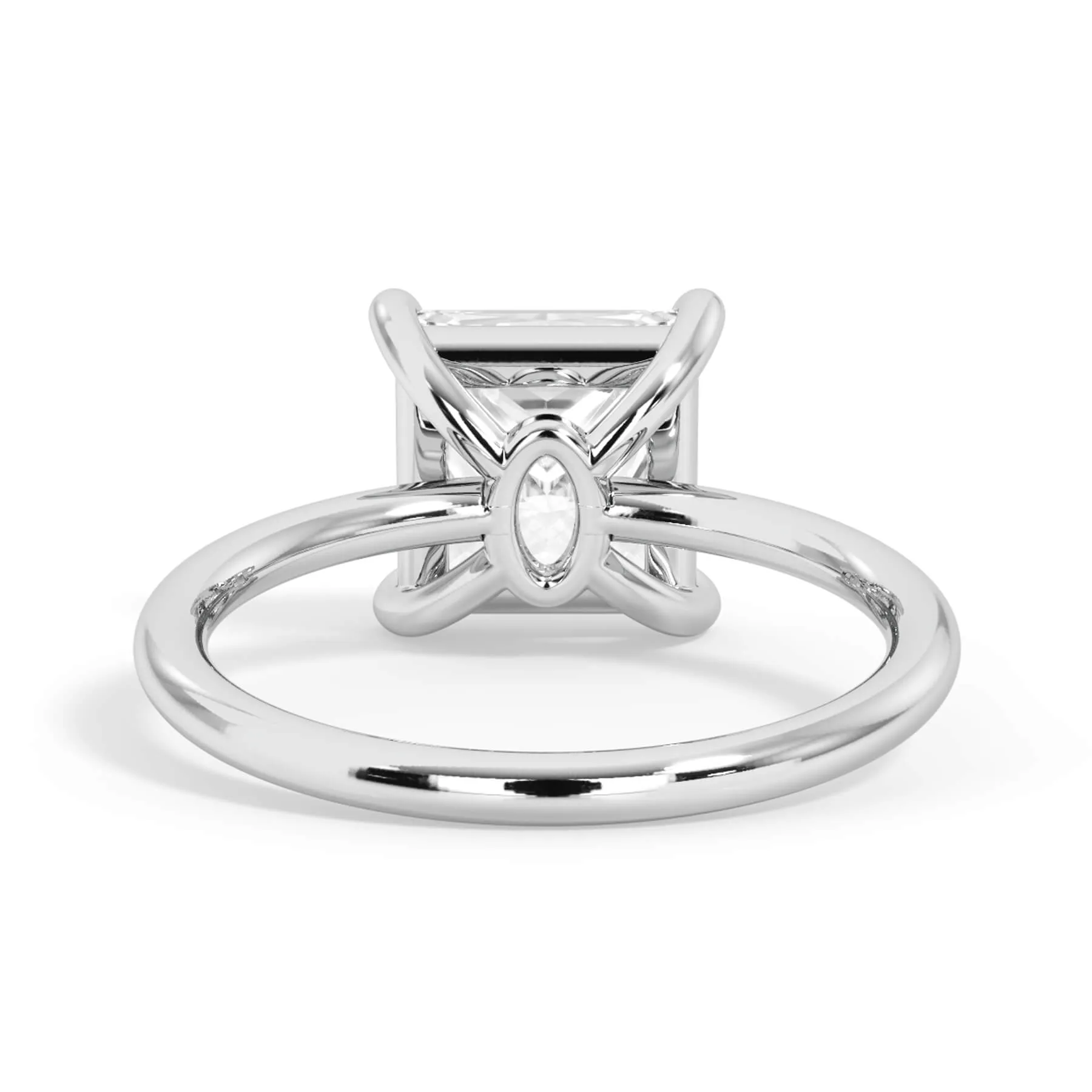 Two-Tone Basket Style Solitaire Engagement Ring - White Gold Head
