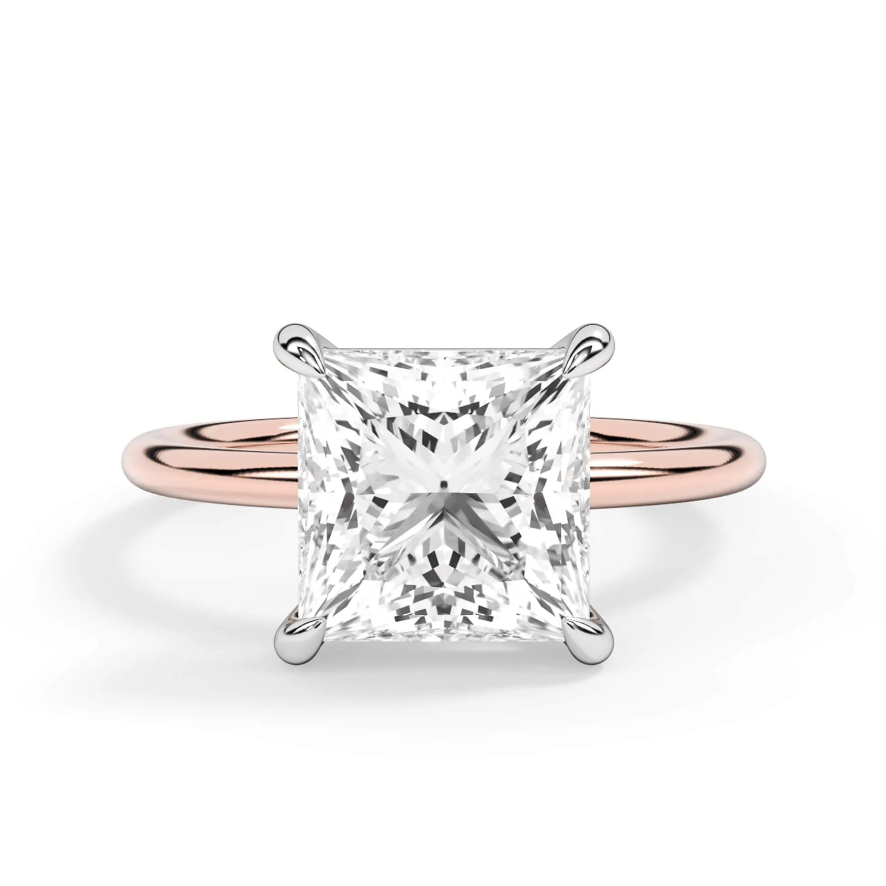 Two-Tone Basket Style Solitaire Engagement Ring - White Gold Head
