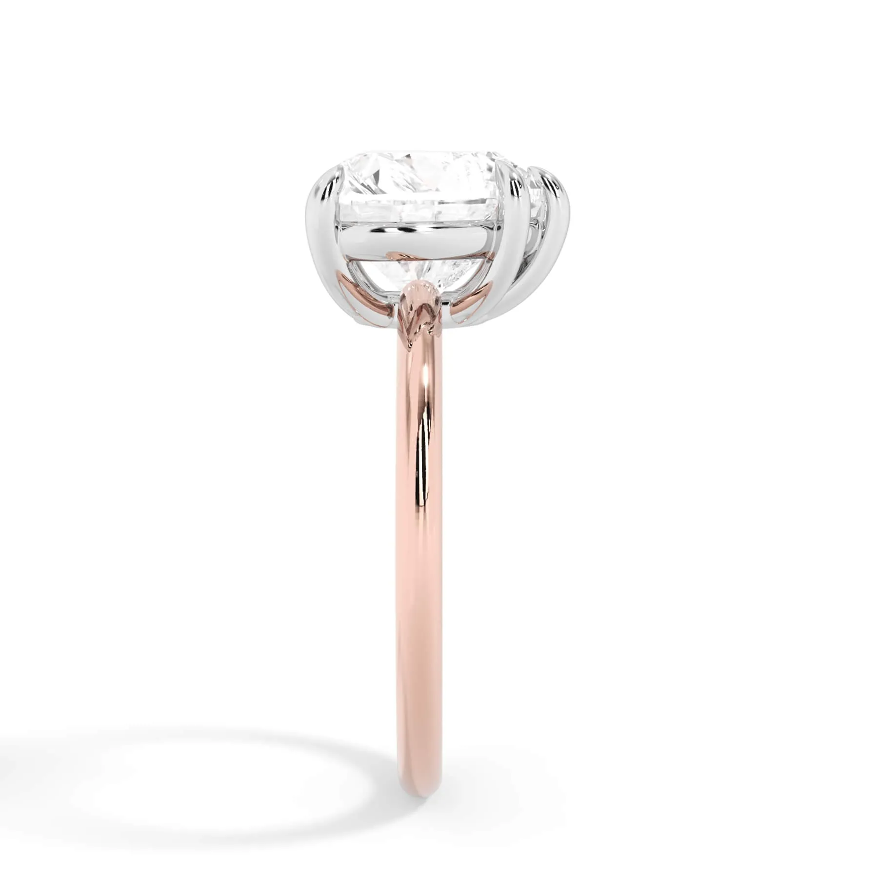 Two-Tone Basket Style Solitaire Engagement Ring - White Gold Head