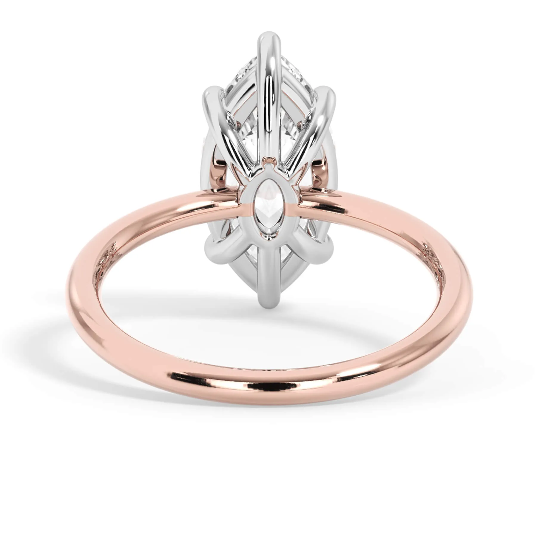 Two-Tone Basket Style Solitaire Engagement Ring - White Gold Head