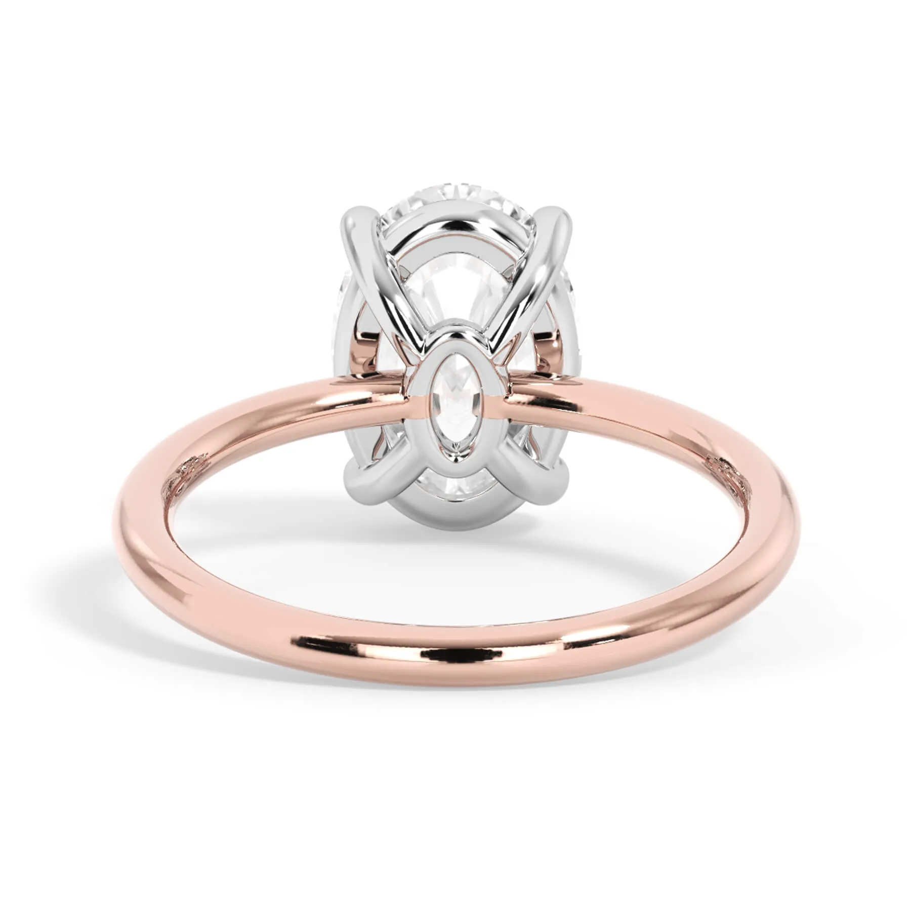 Two-Tone Basket Style Solitaire Engagement Ring - White Gold Head