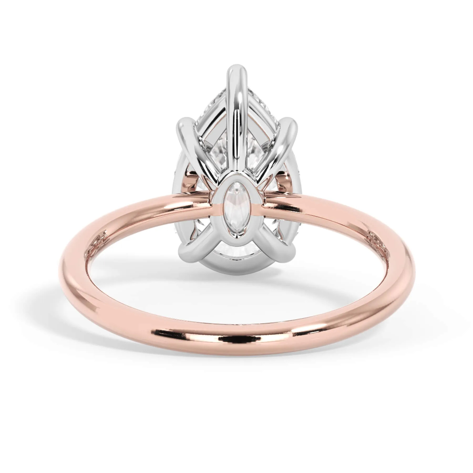 Two-Tone Basket Style Solitaire Engagement Ring - White Gold Head