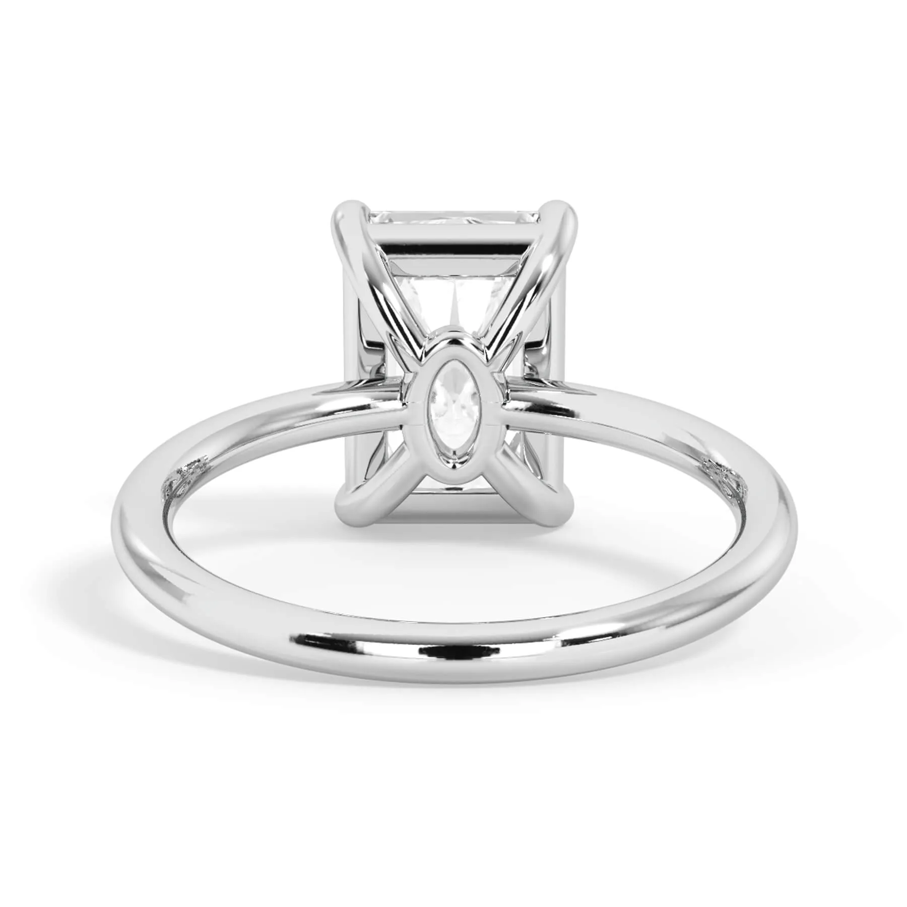 Two-Tone Basket Style Solitaire Engagement Ring - White Gold Head