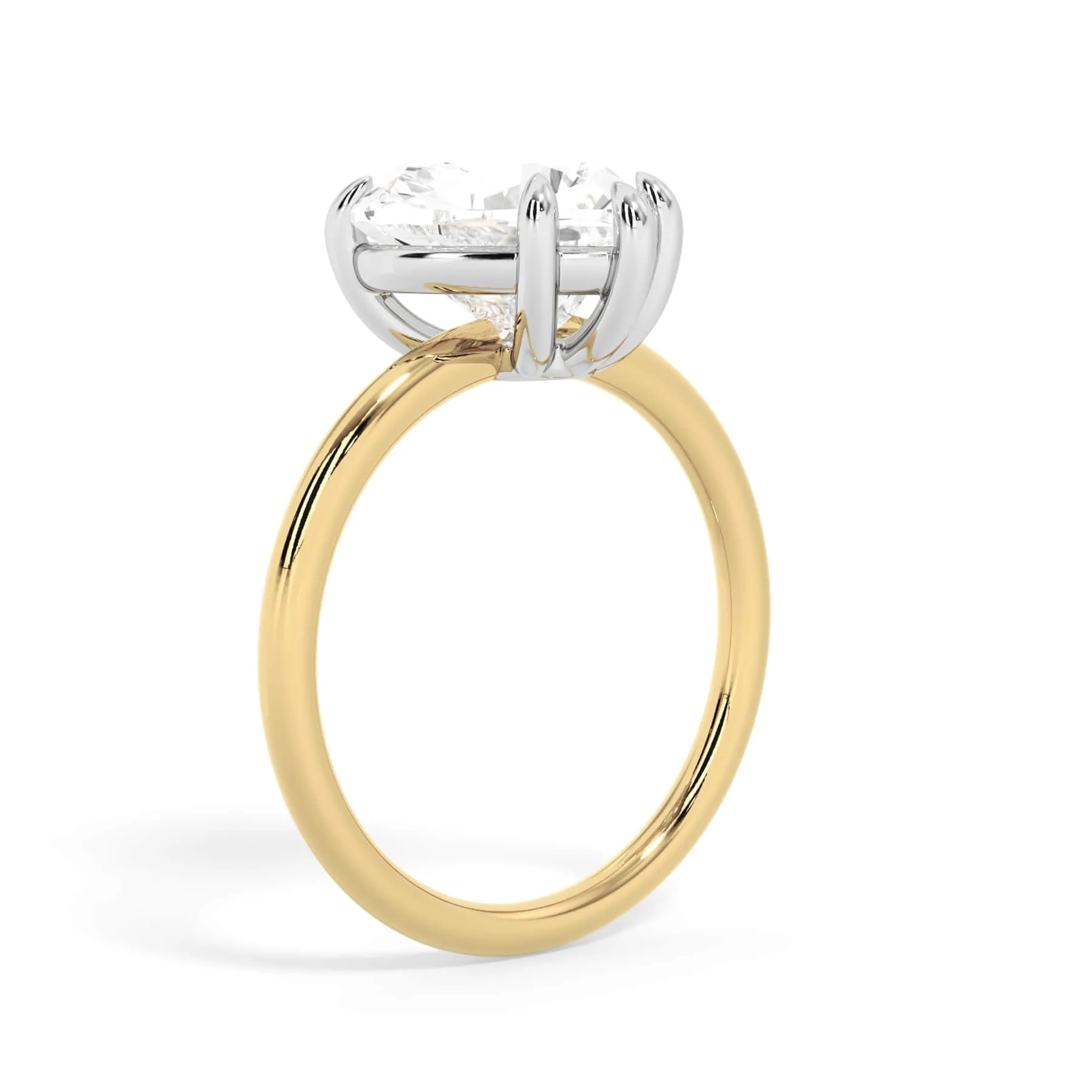 Two-Tone Basket Style Solitaire Engagement Ring - White Gold Head