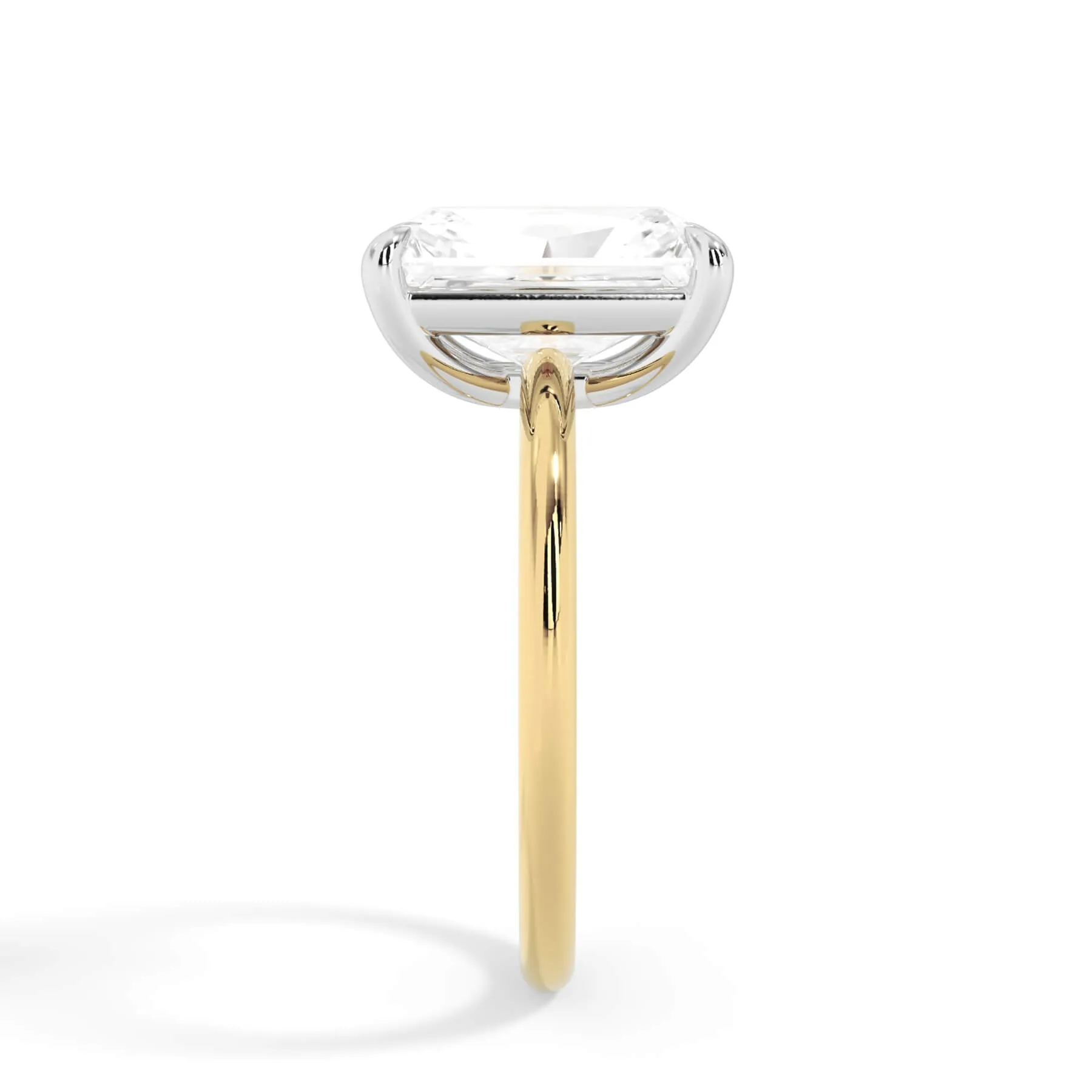 Two-Tone Basket Style Solitaire Engagement Ring - White Gold Head