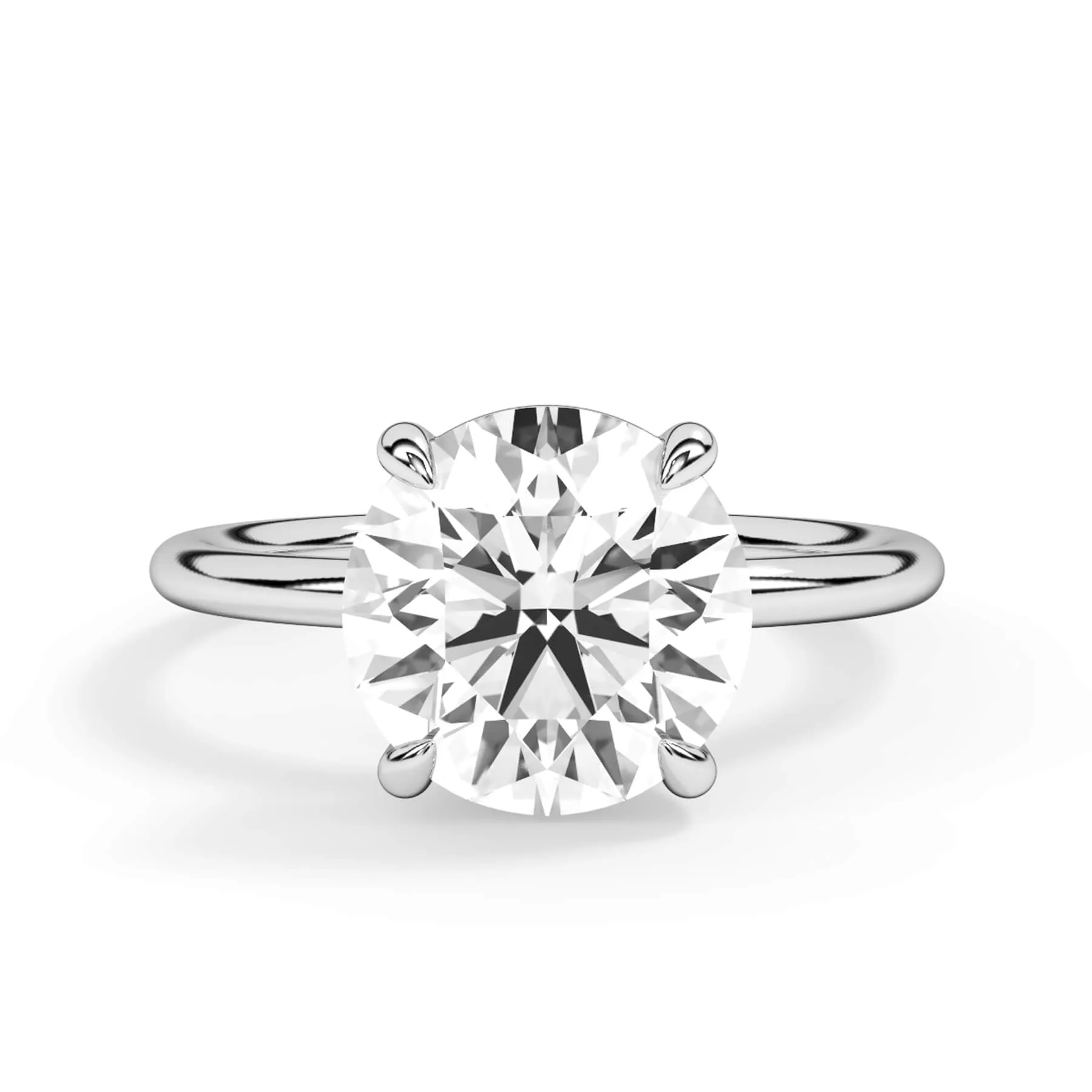 Two-Tone Basket Style Solitaire Engagement Ring - White Gold Head