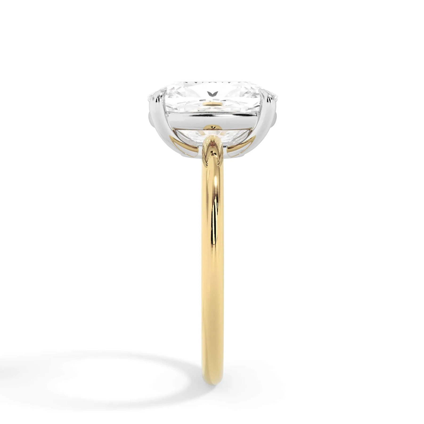 Two-Tone Basket Style Solitaire Engagement Ring - White Gold Head